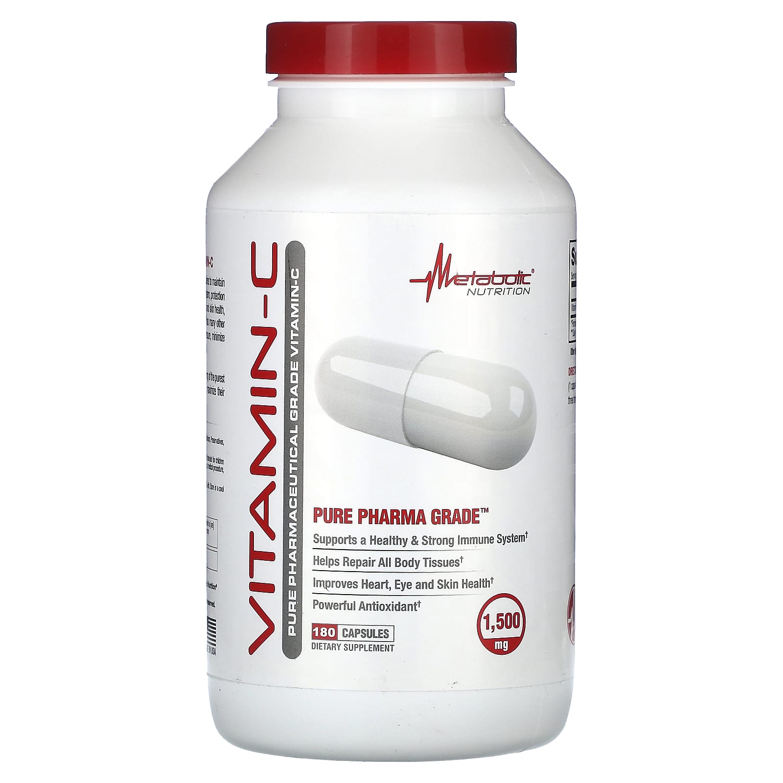 Metabolic Nutrition витамин C 1500 мг 180 капсул 750 мг в 1 капсуле 3790₽