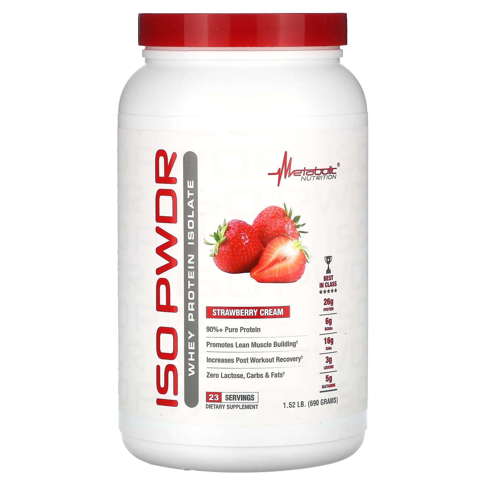 Metabolic Nutrition ISOpwdr изолят сывороточного протеина клубничный крем 690 г 152 фунта 9490₽
