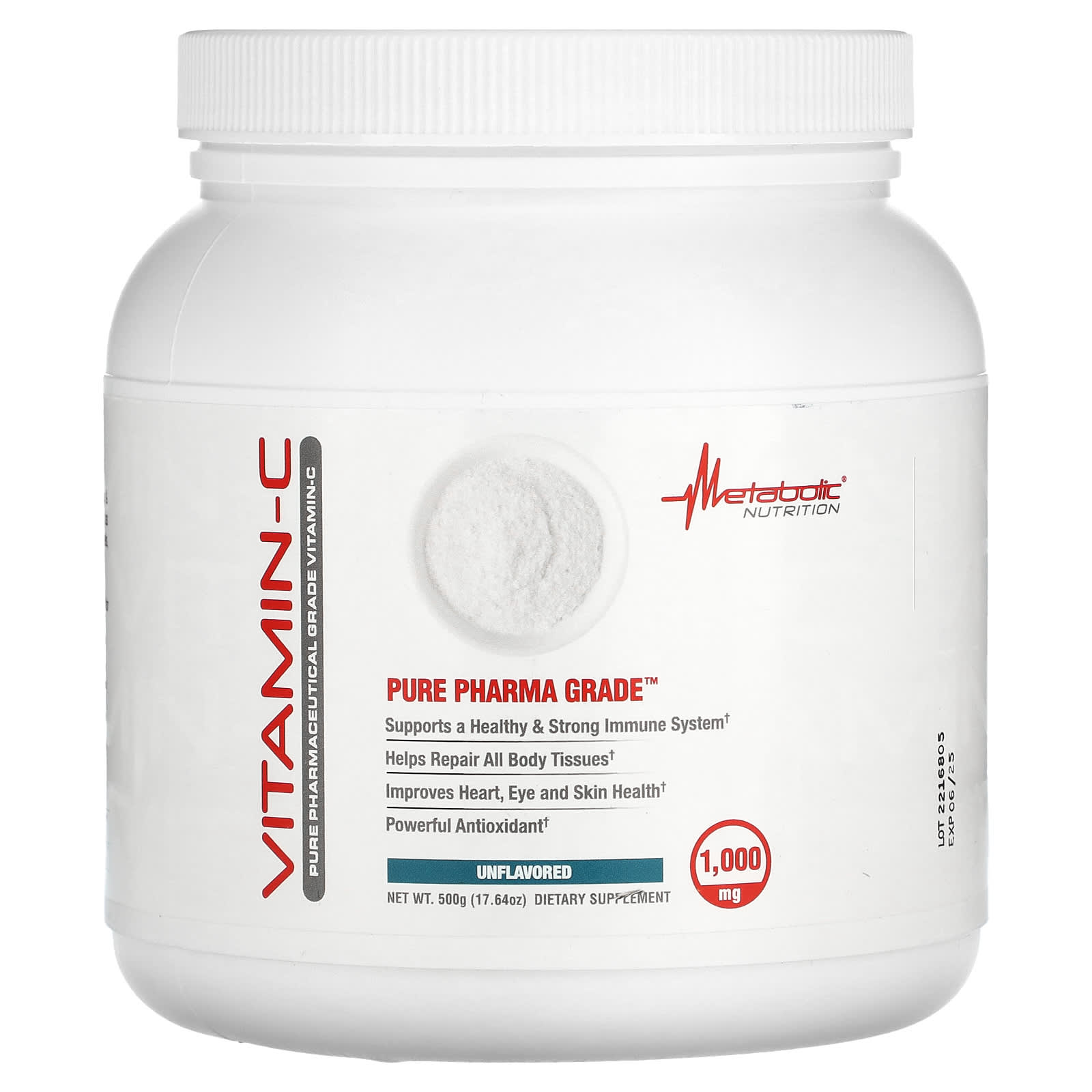 Metabolic Nutrition Витамин C без добавок 500 г 1764 унции 5690₽