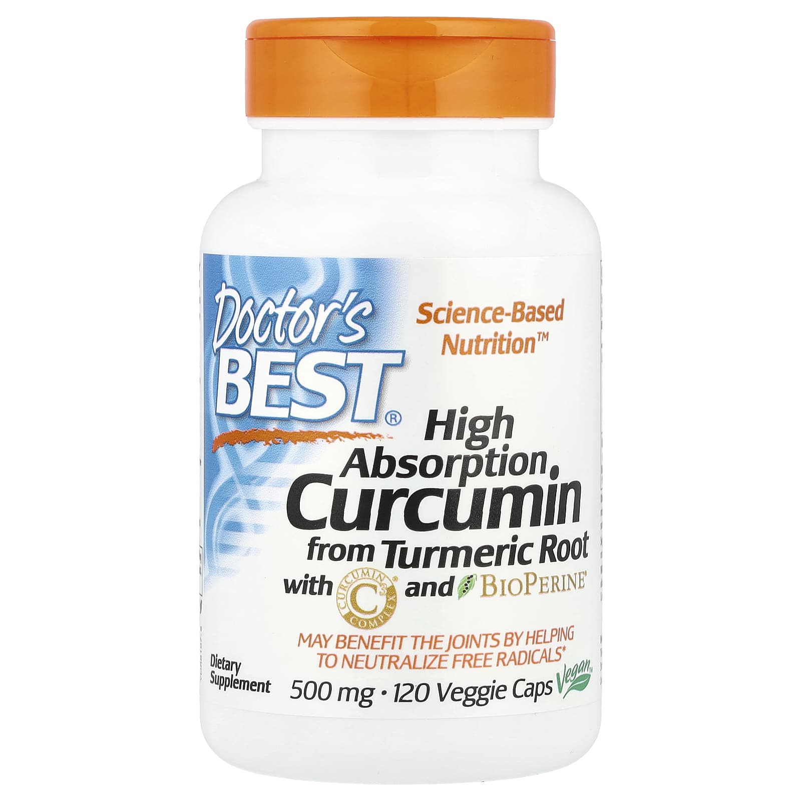 Doctors Best высокоусвояемый куркумин 1000 мг 120 растительных капсул 500 мг в 1 капсуле 6590₽