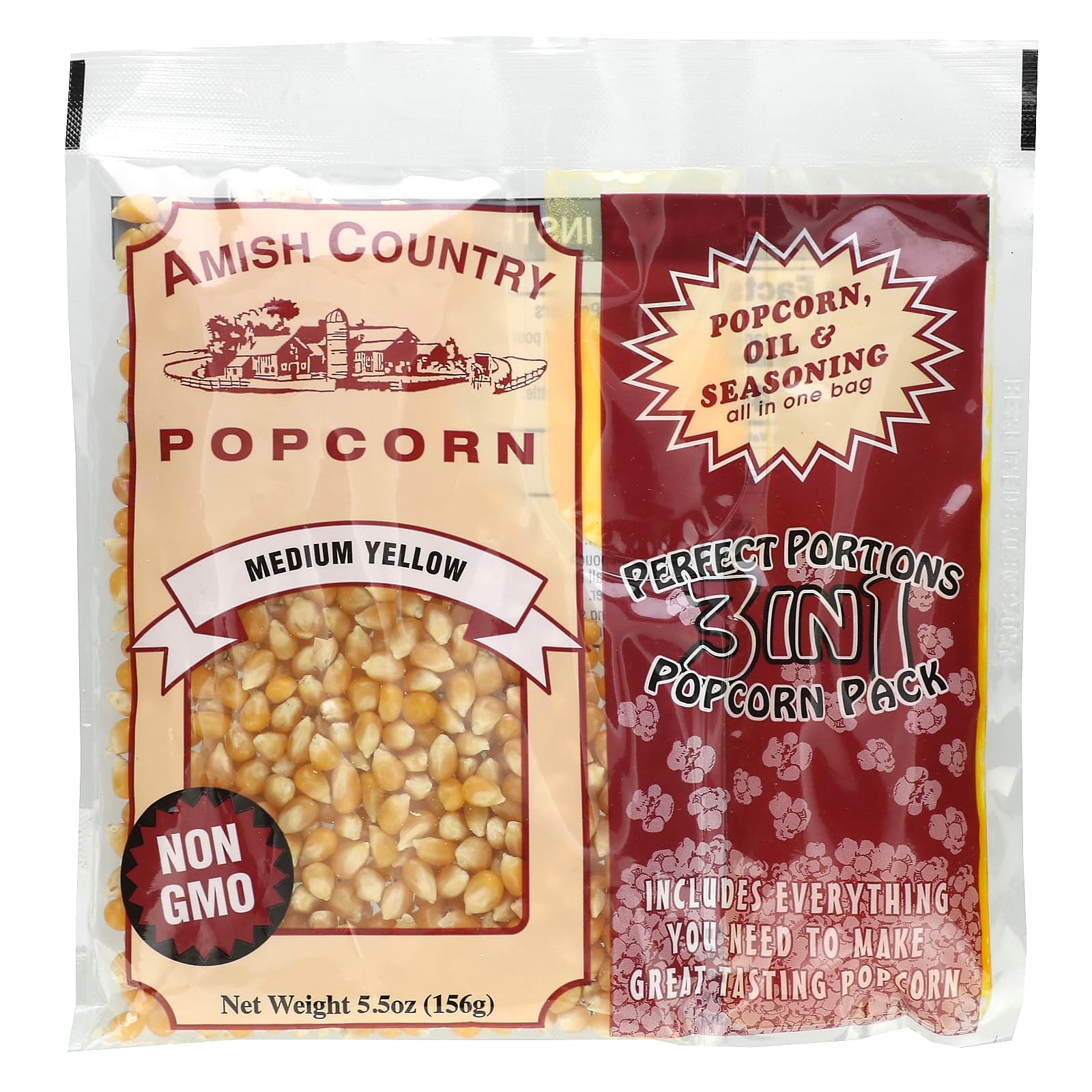 Amish Country Popcorn Perfect Portions попкорн 3 в 1 средний желтый 156 г 55 унции 1390₽