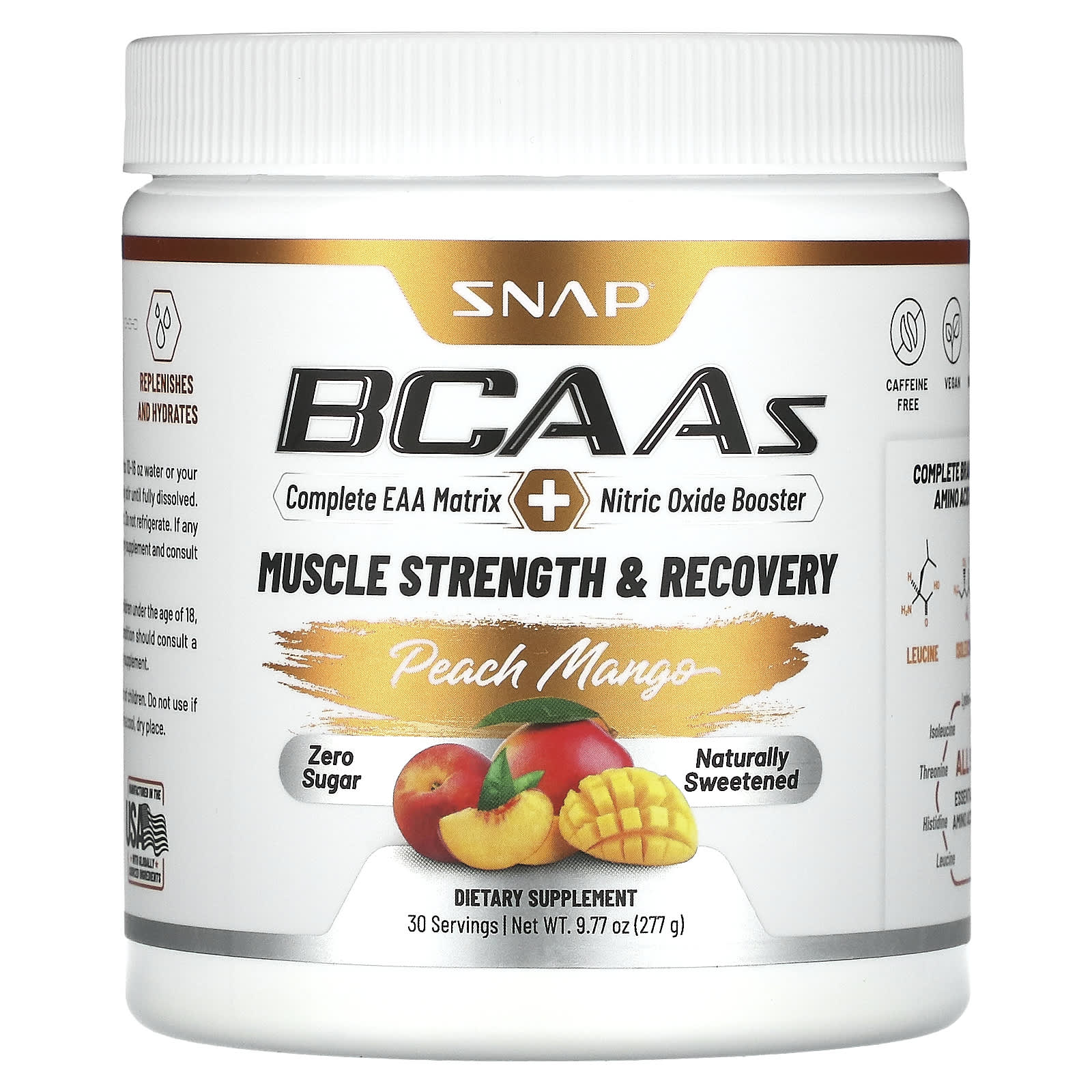 Snap Supplements BCAA со вкусом персика и манго 277 г 977 унции 4790₽