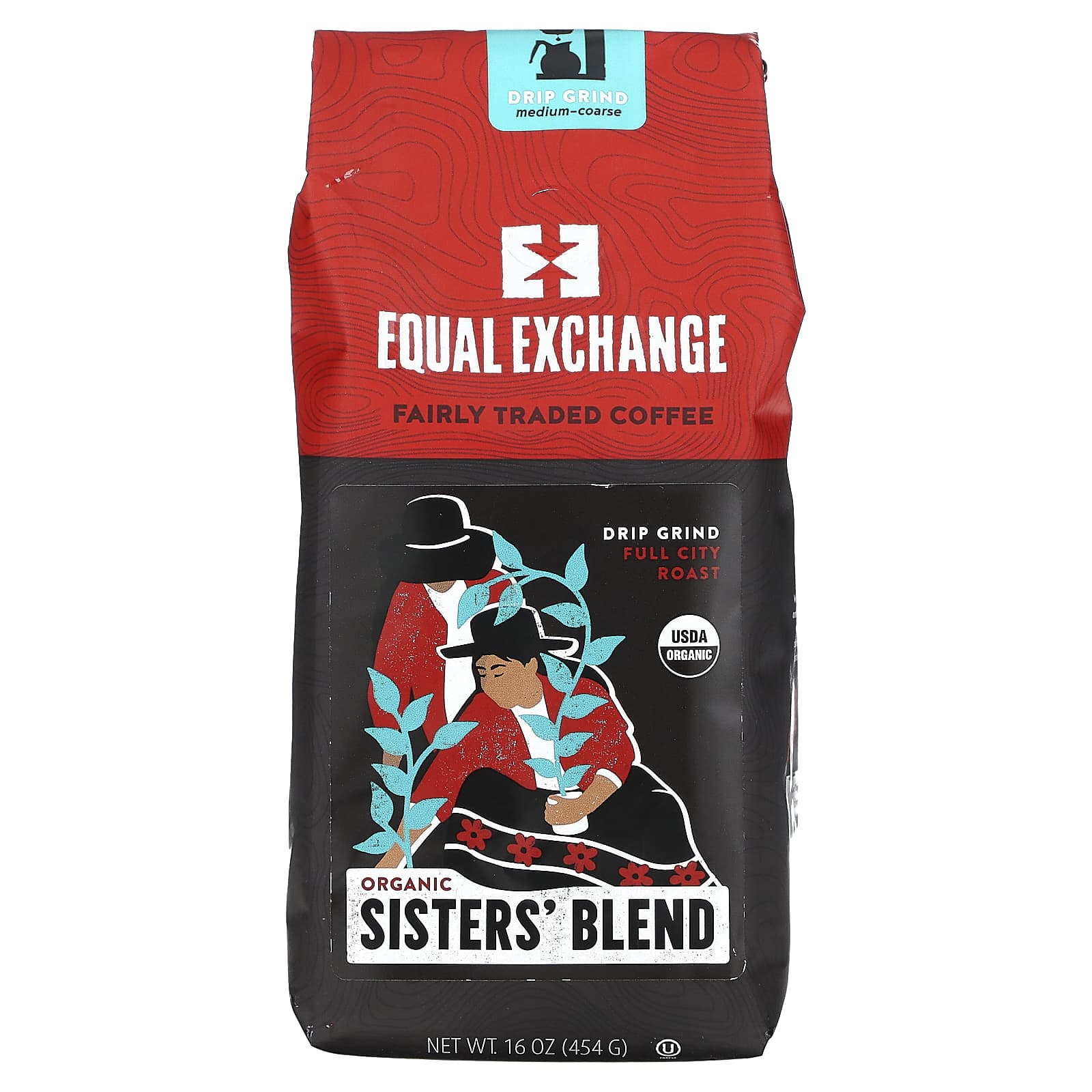 Equal Exchange Organic Sisters Blend капельный помол полноценная городская обжарка 454 г 16 унций 2190₽
