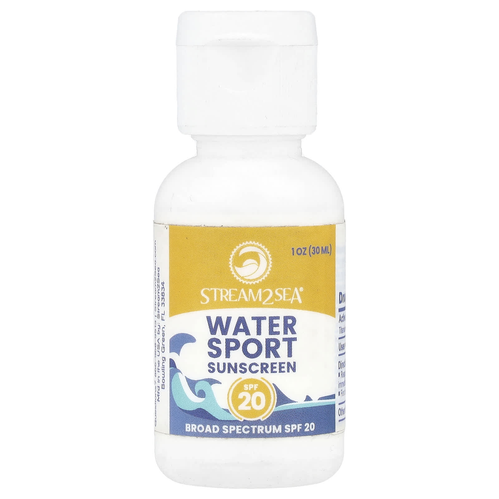 Stream2Sea, Солнцезащитное средство, спорт, SPF 20, 30 мл (1 жидк. Унция)
