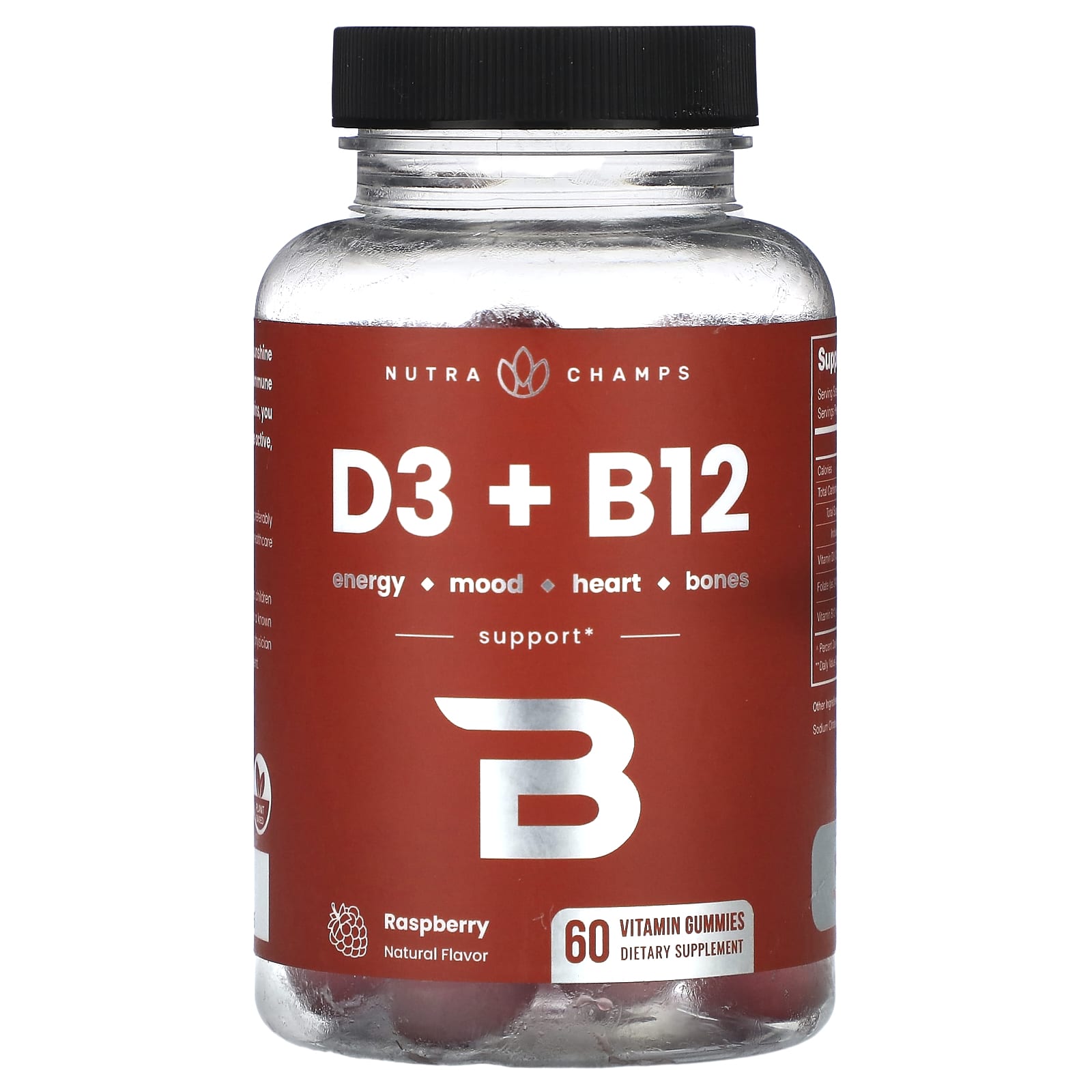 NutraChamps D3 B12 Raspberry 60 Vitamin Gummies 2790₽