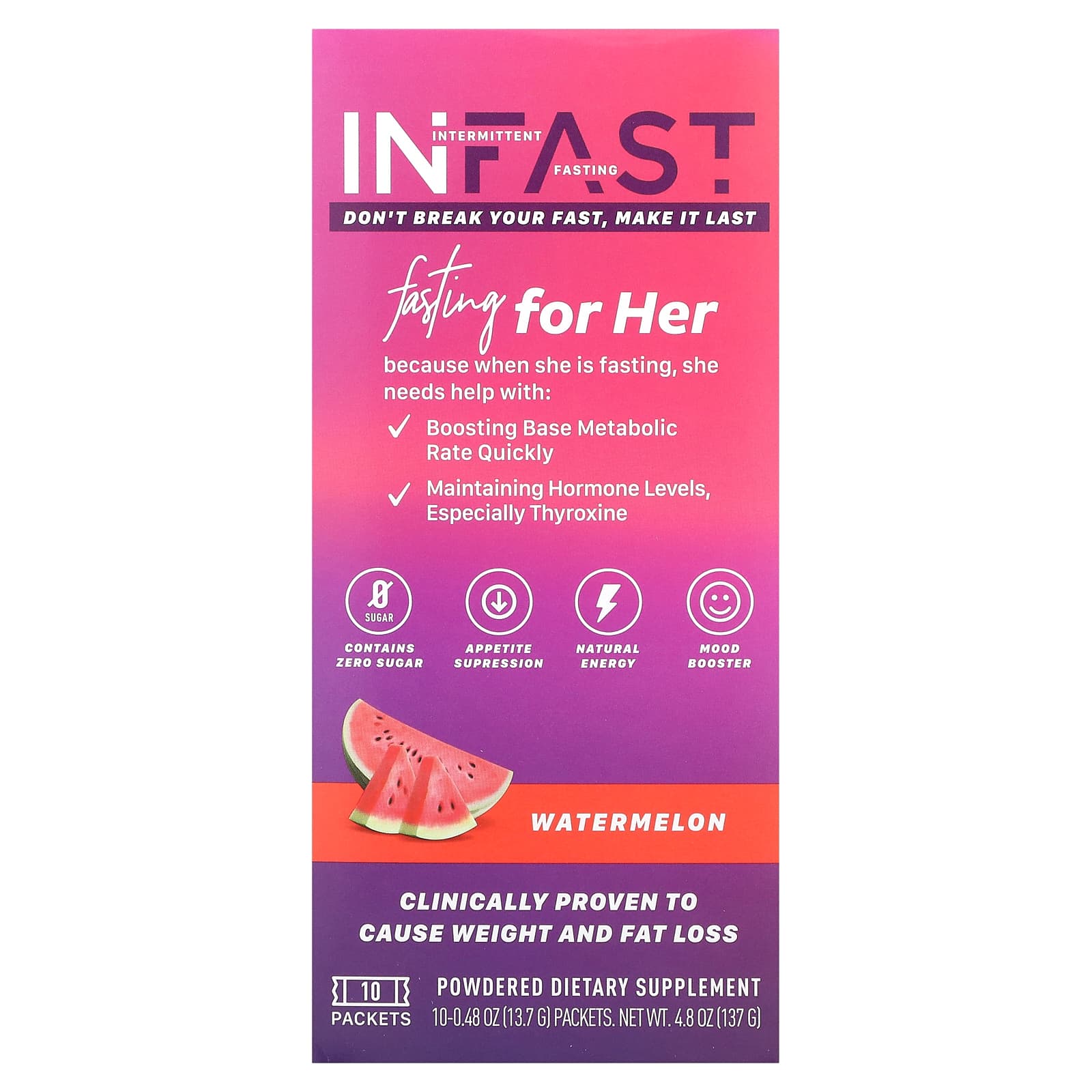Real Ketones InFast для нее арбуз 10 пакетиков по 137 г 048 унции 4790₽