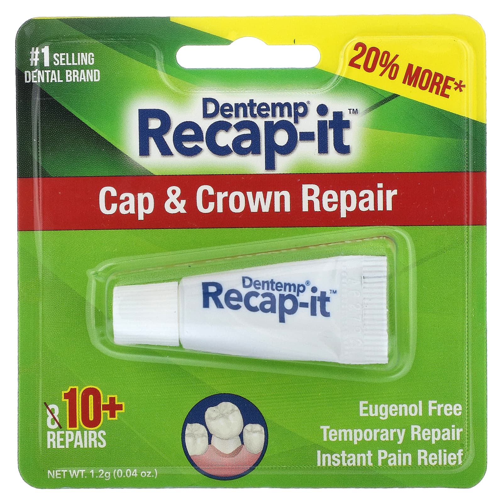 Dentemp, Recap-It, Cap - Crown Repair, 1,2 г (0,04 унции)