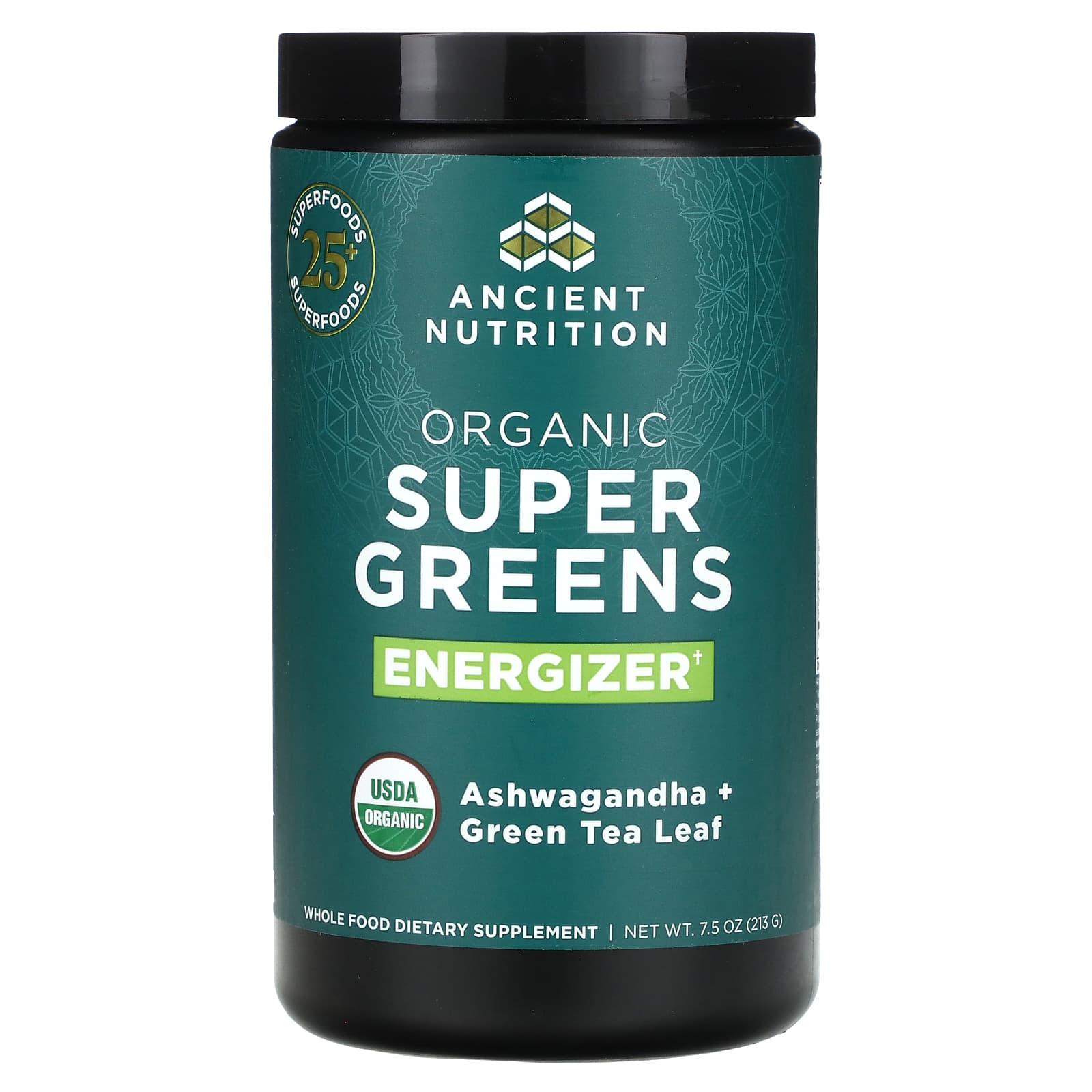 Ancient Nutrition Organic Super Greens источник энергии ашваганда и листья зеленого чая 213 г 75 унции 7290₽