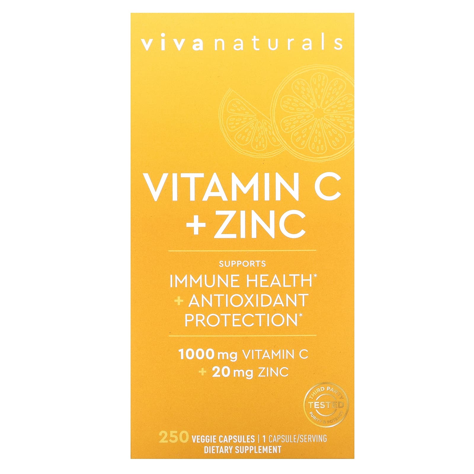 Viva Naturals Vitamin C Zinc 250 Veggie Capsules 5190₽