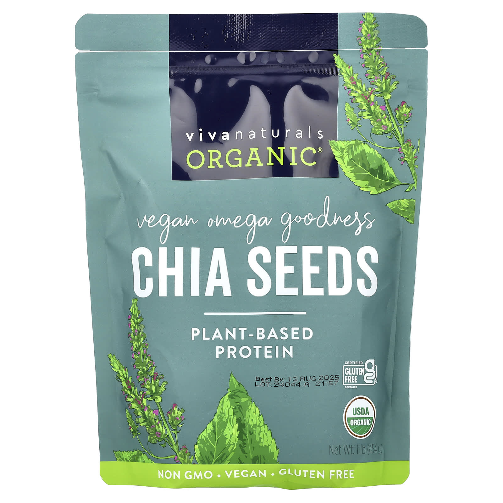 Viva Naturals Organic Chia Seeds 1 lb 454 g 2190₽