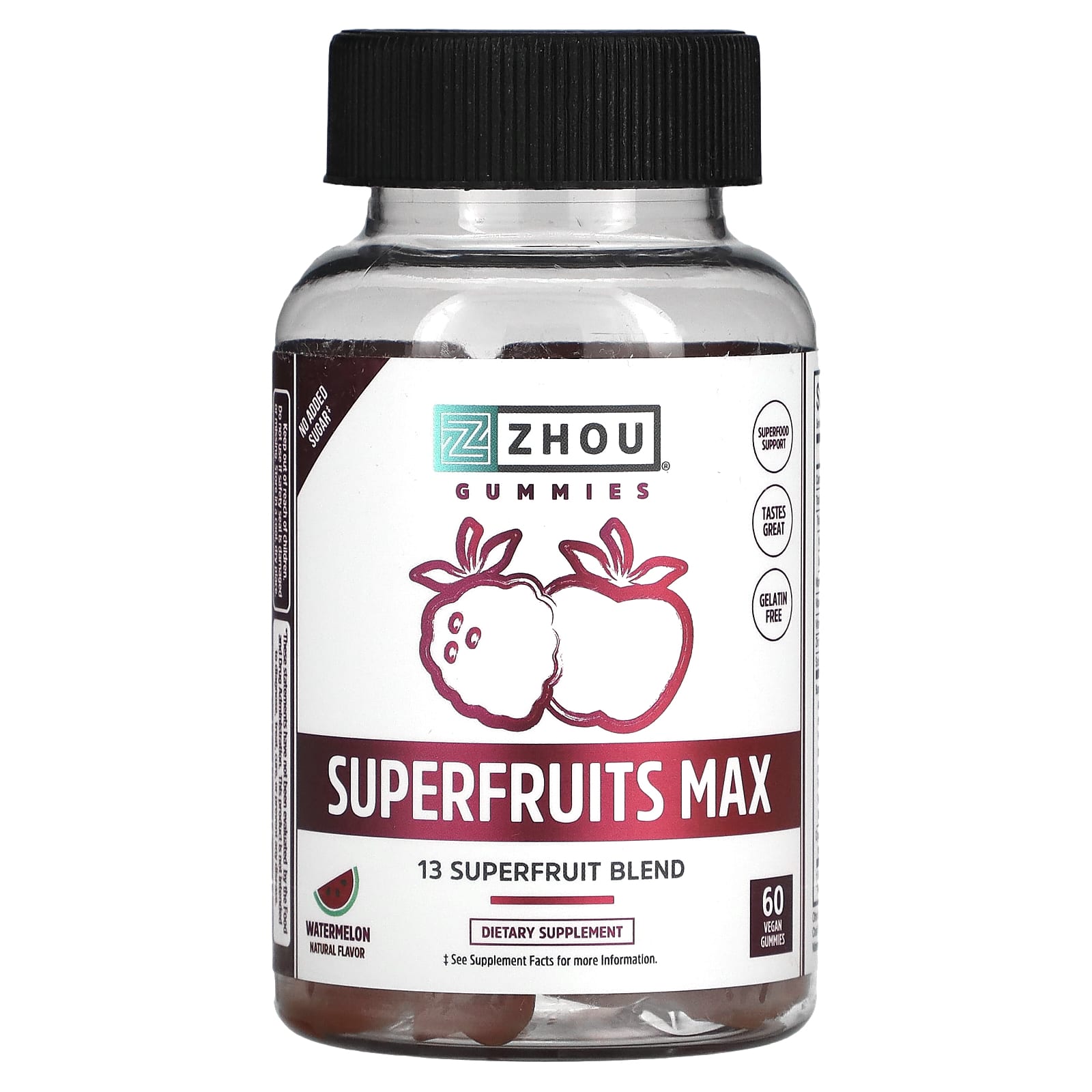 Zhou Nutrition Superfruits Max арбуз 60 веганских жевательных мармеладок 4690₽