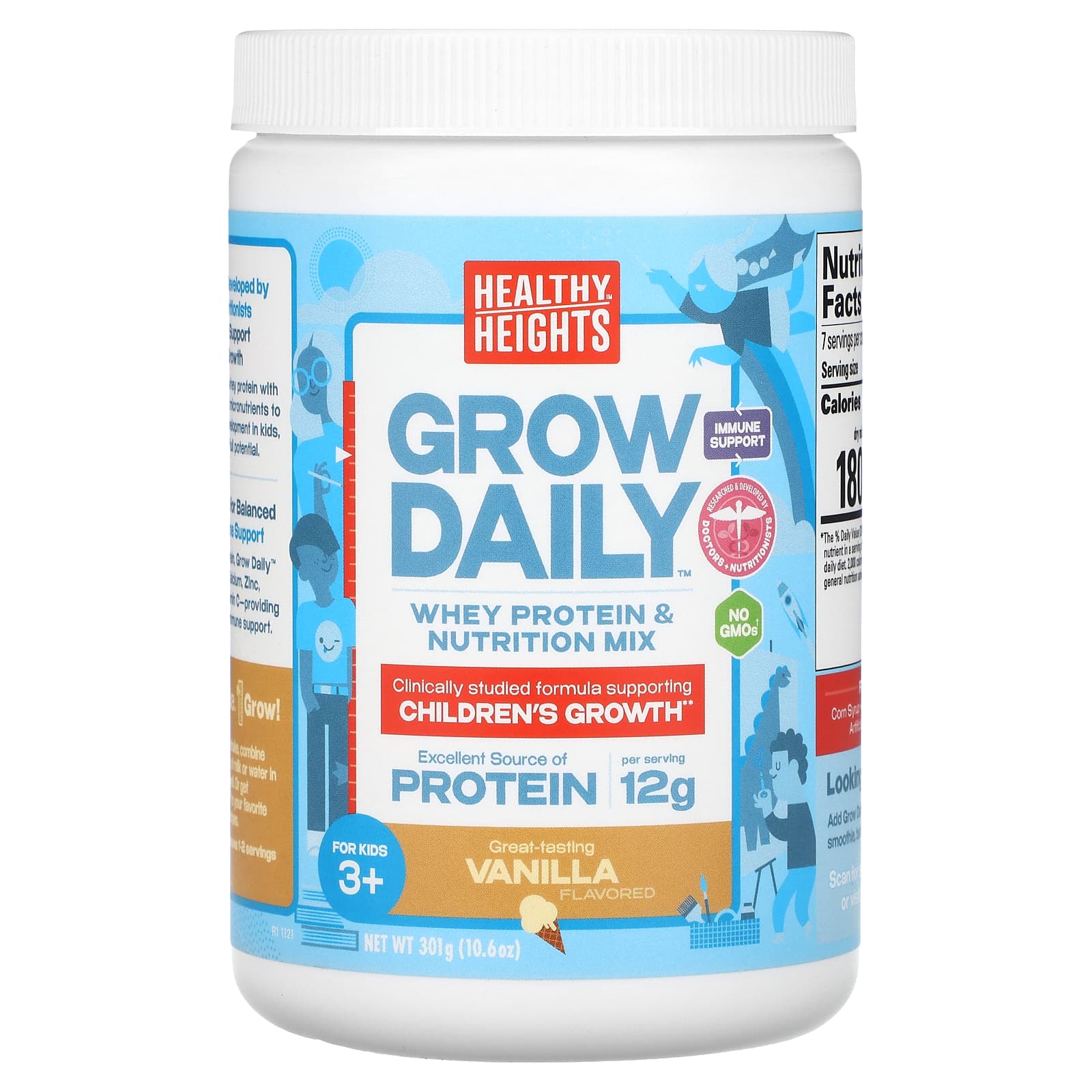Healthy Heights, Grow Daily, Whey Protein - Nutrition Mix, For Kids 3+, Vanilla, 10.6 oz (301 g)