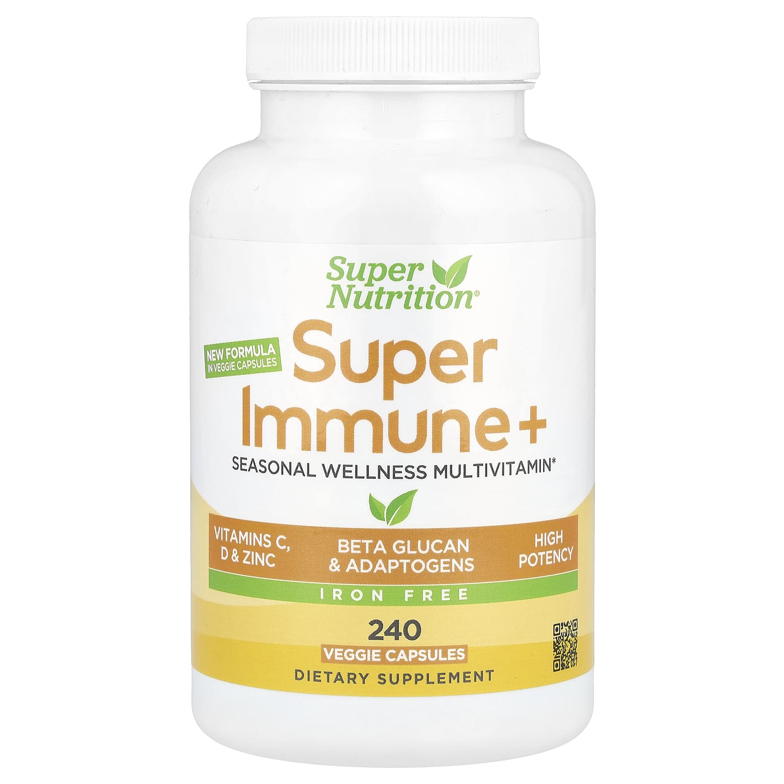 Super Nutrition Super Immune мультивитамины без железа 240 растительных капсул 5890₽
