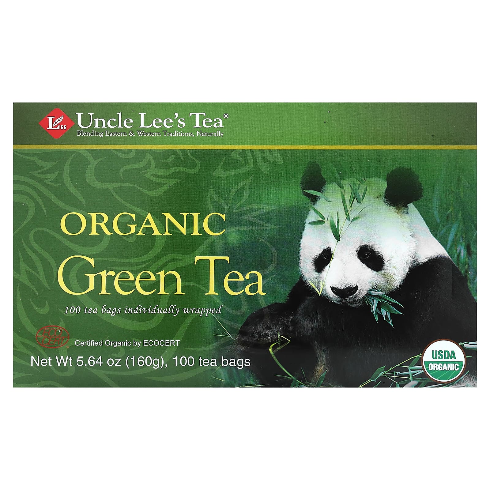 Uncle Lees Tea органический зеленый чай 100 чайных пакетиков 160 г 564 унции 1690₽