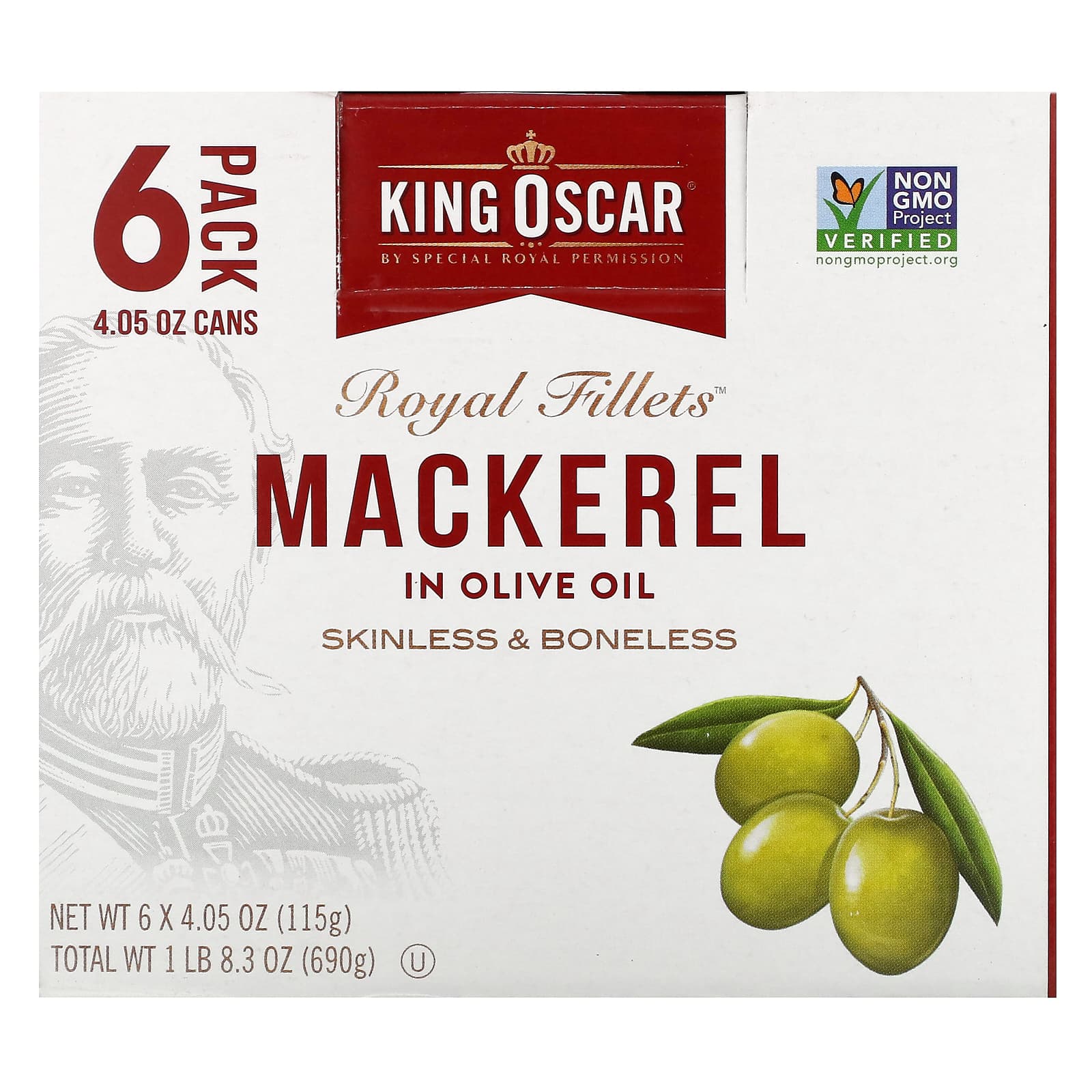 King Oscar Royal Fillets макрель в оливковом масле 6 пакетиков по 115 г 405 унции 4190₽