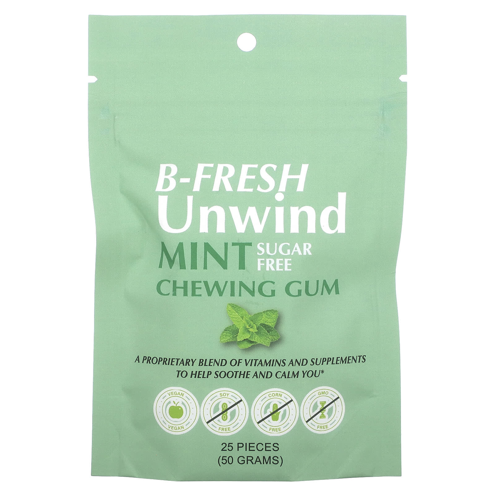 B-Fresh Unwind жевательная резинка без сахара мята 25 шт 50 г 2590₽
