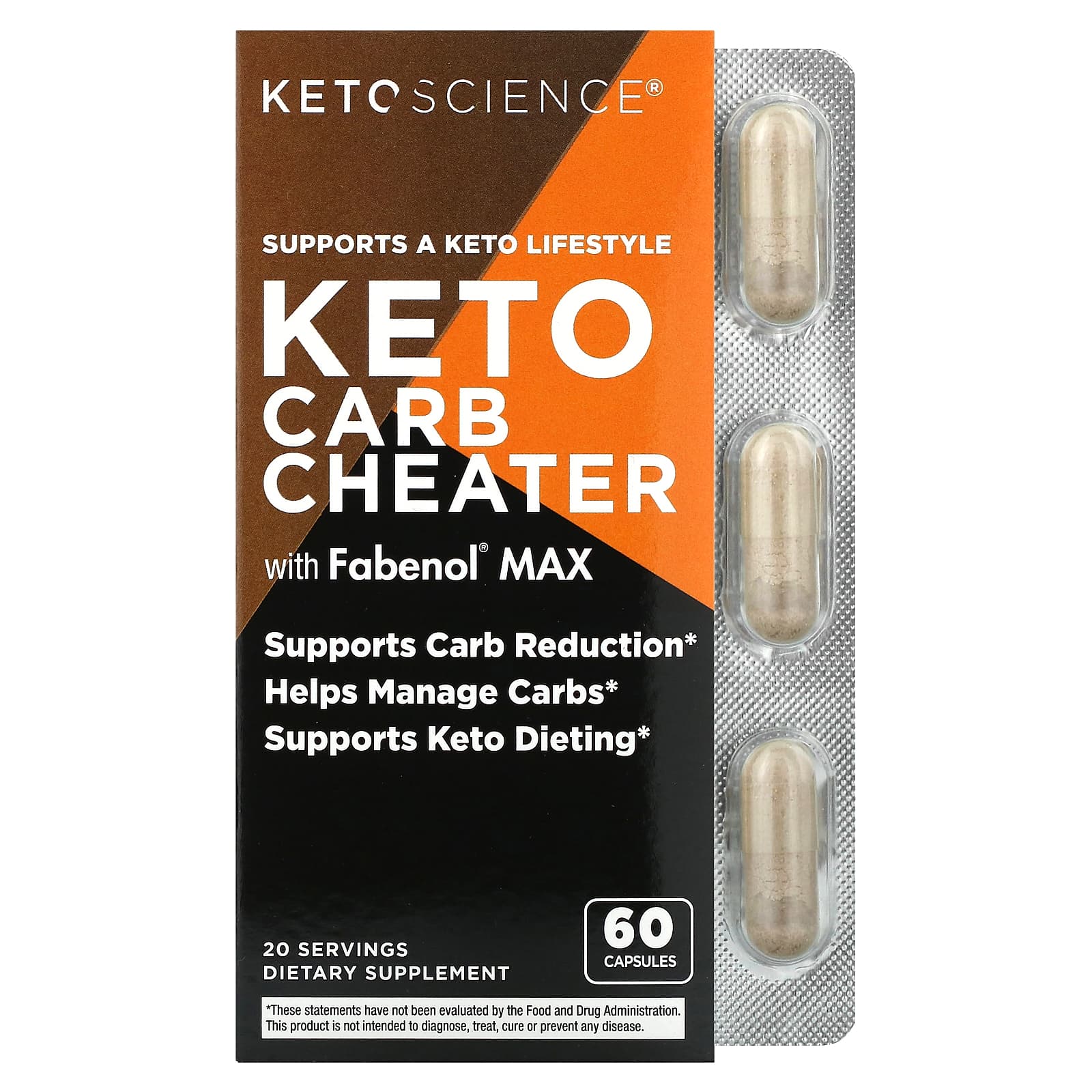 Keto Science Keto Carb Cheater с Fabenol Max 60 капсул 3790₽