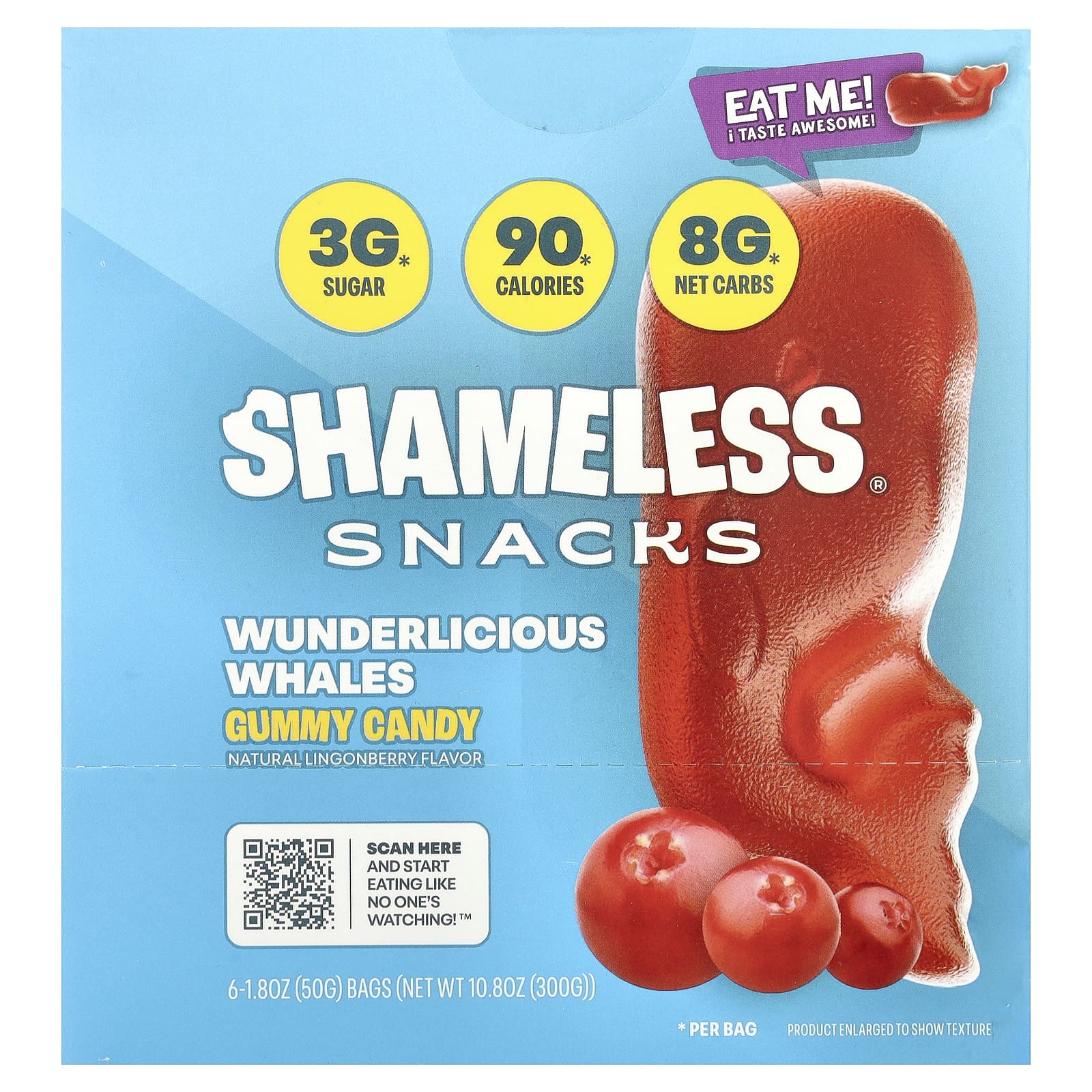 Shameless Snacks, жевательные конфеты Wanderlicious Whales, 6 пакетиков по 50 г (1,8 унции)