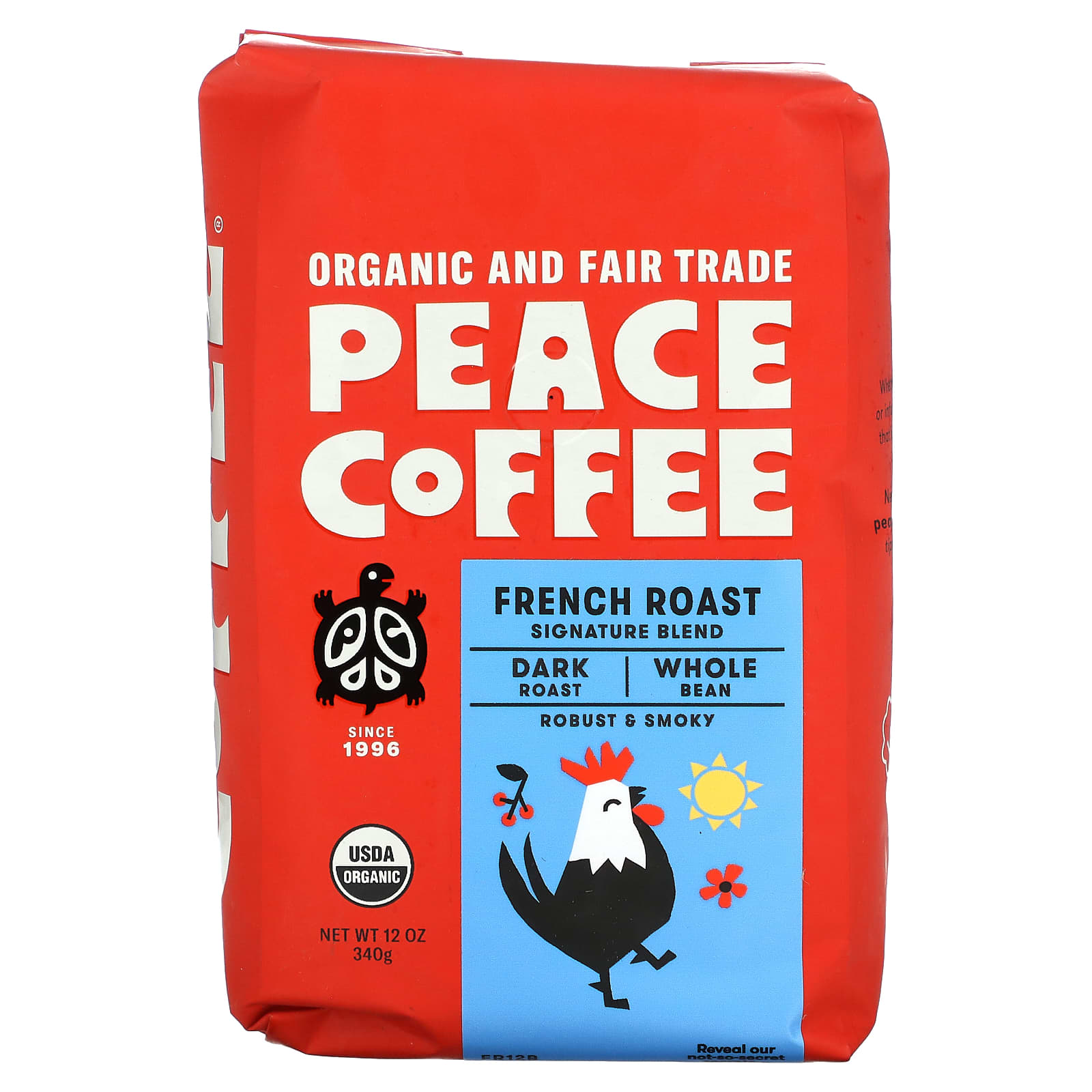Peace Coffee Organic French Roast Dark Roast Whole Bean 12 oz 340 g 2090₽