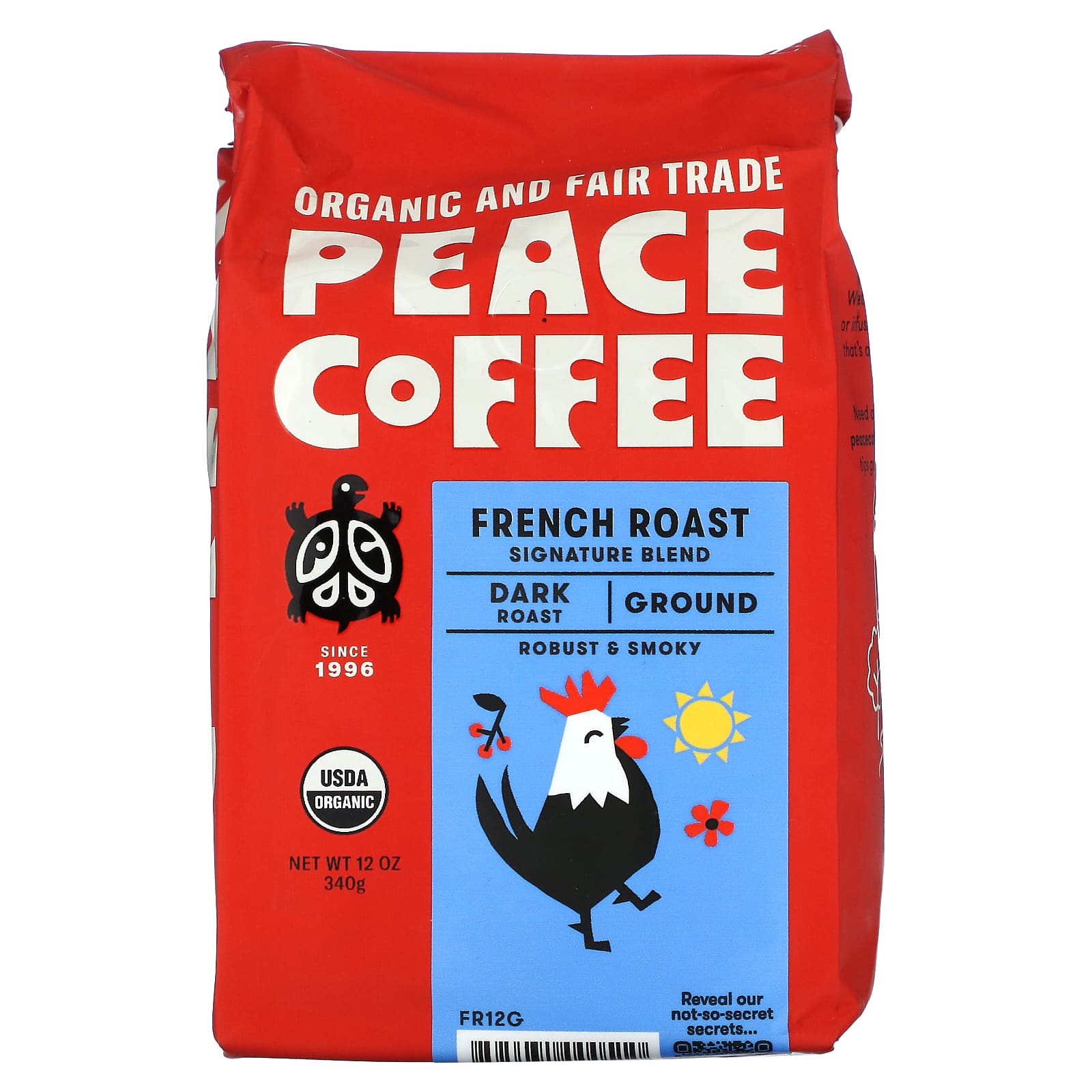 Peace Coffee Organic French Roast Signature Blend Ground Dark Roast 12 oz 340 g 2390₽