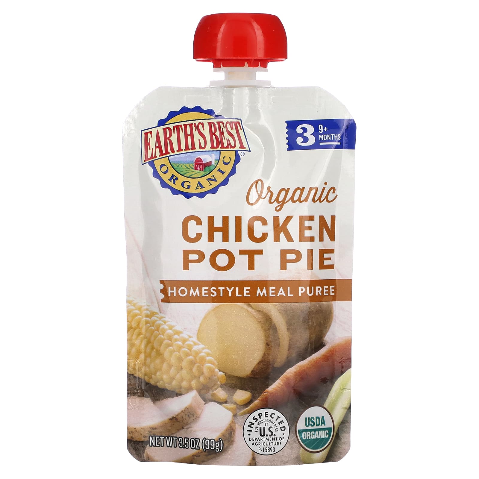 Earths Best органическое пюре из домашней еды для детей от 9 месяцев пирог с курицей 99 г 35 унции 1390₽