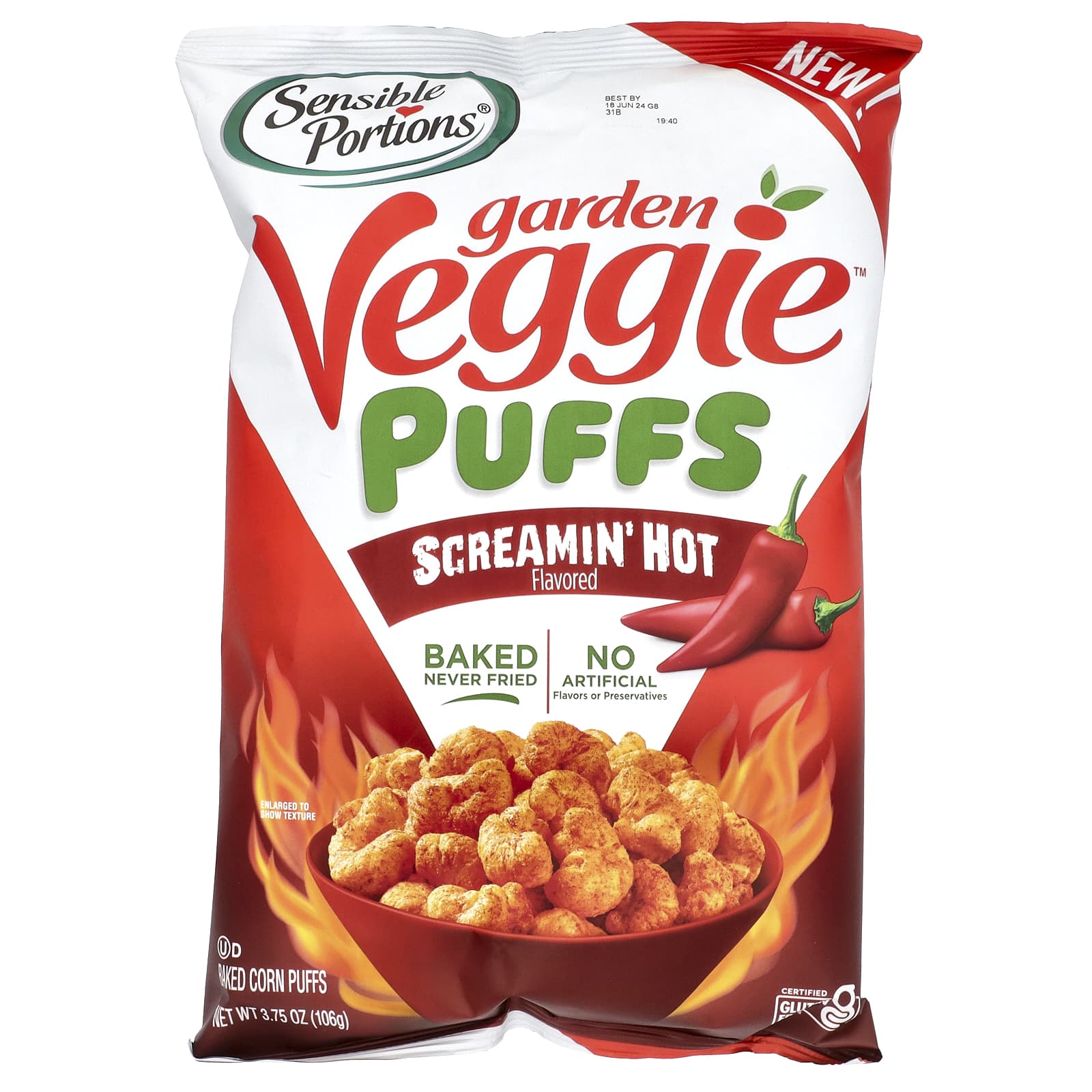 Sensible Portions Garden Veggie Puffs Screamin Hot 106 г 375 унции 1590₽