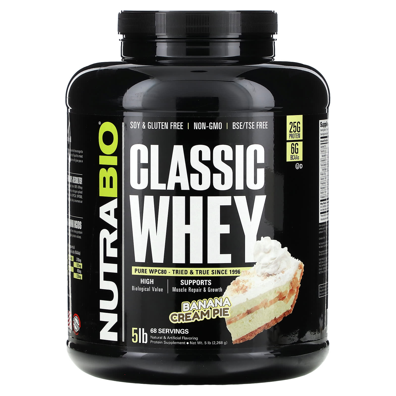 NutraBio Classic Whey Protein банановый кремовый пирог 2268 г 5 фунтов 15190₽