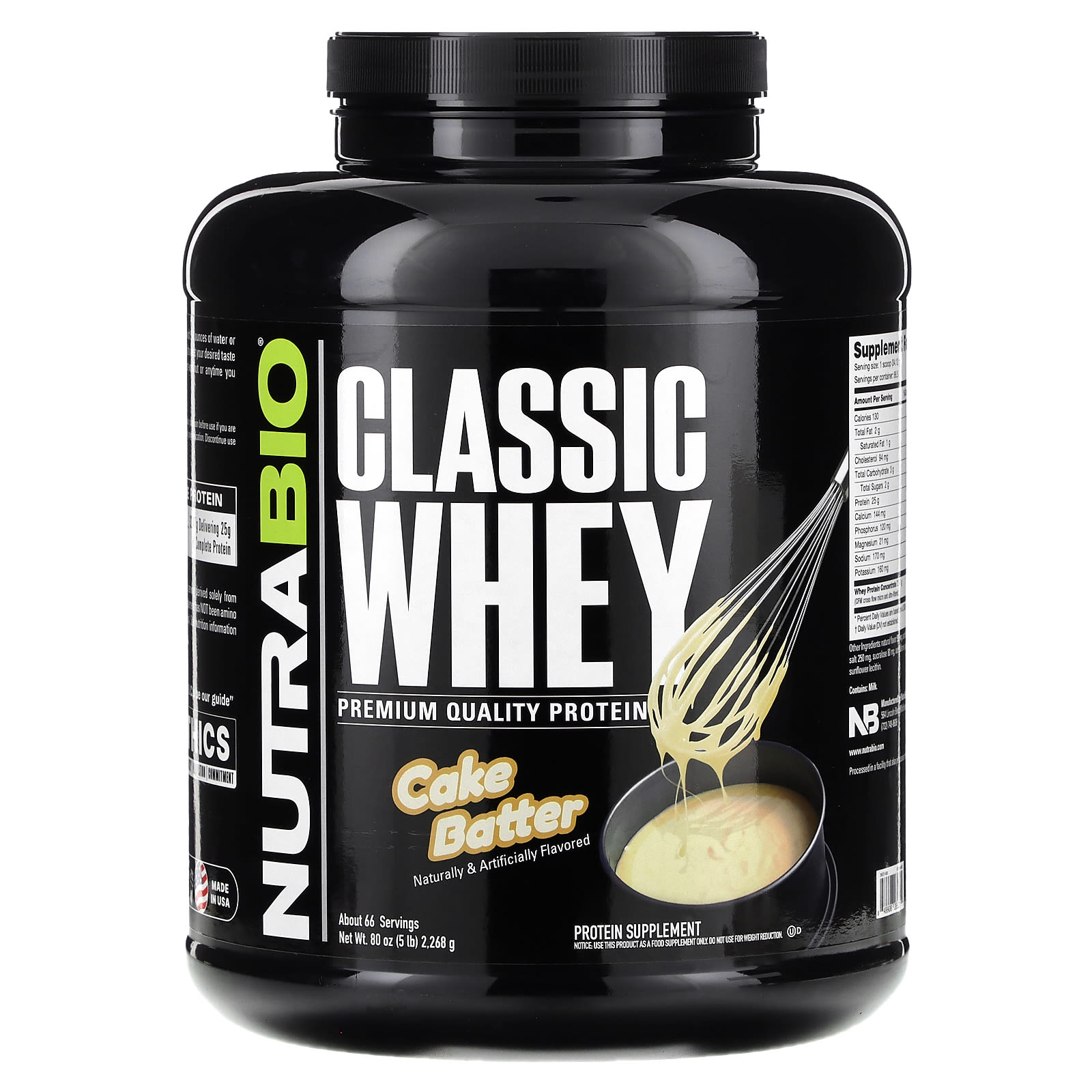 NutraBio Classic Whey Protein тесто для торта 2268 г 5 фунтов 15190₽