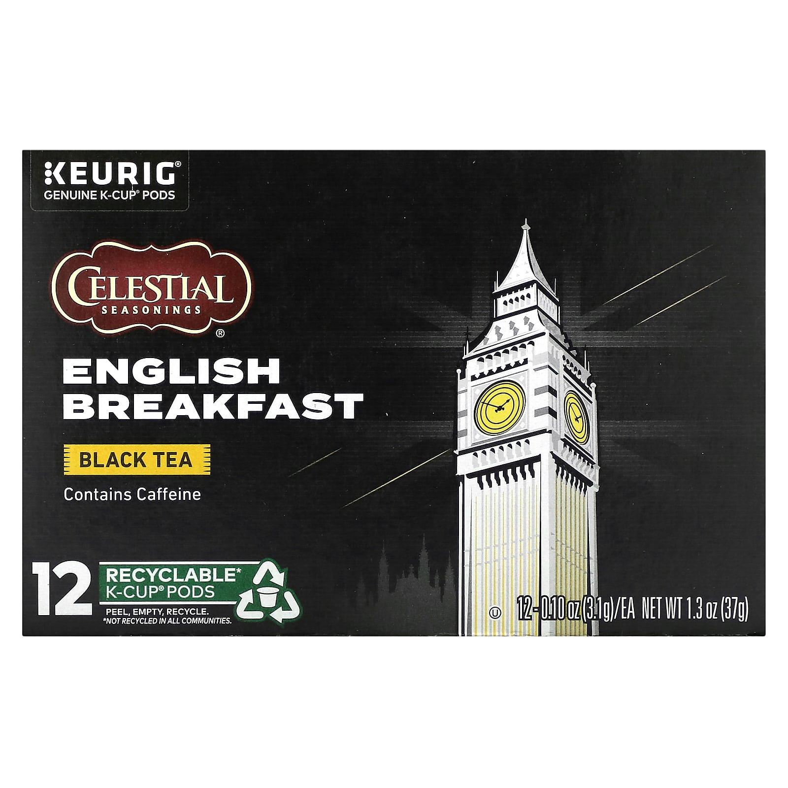 Celestial Seasonings черный чай английский завтрак 12 капсул K-Cup 31 г 01 унции каждая 1890₽