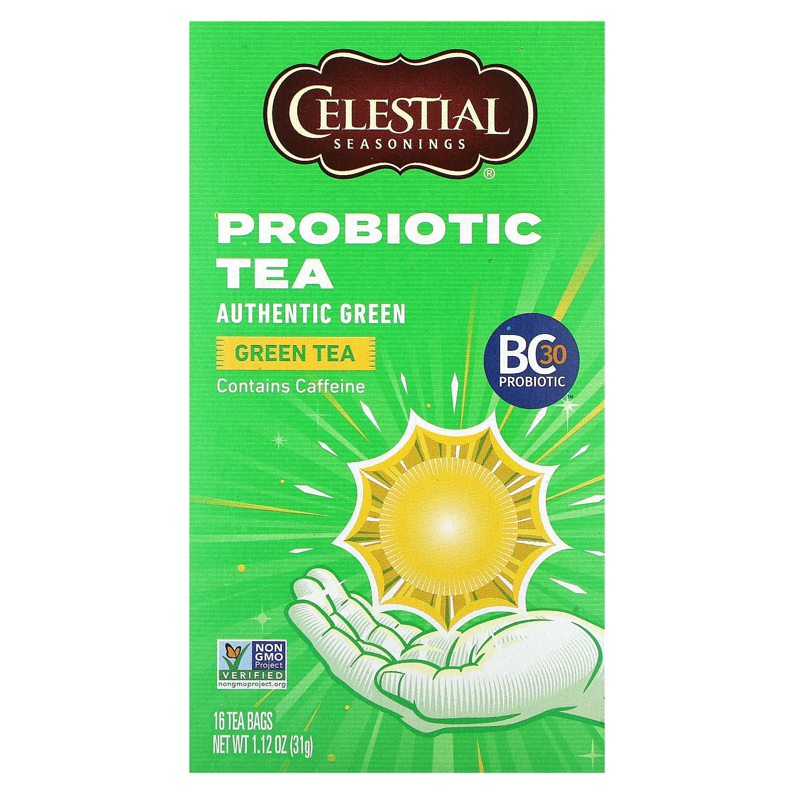 Celestial Seasonings пробиотический зеленый чай настоящий зеленый 16 чайных пакетиков по 31 г 112 унции 1490₽