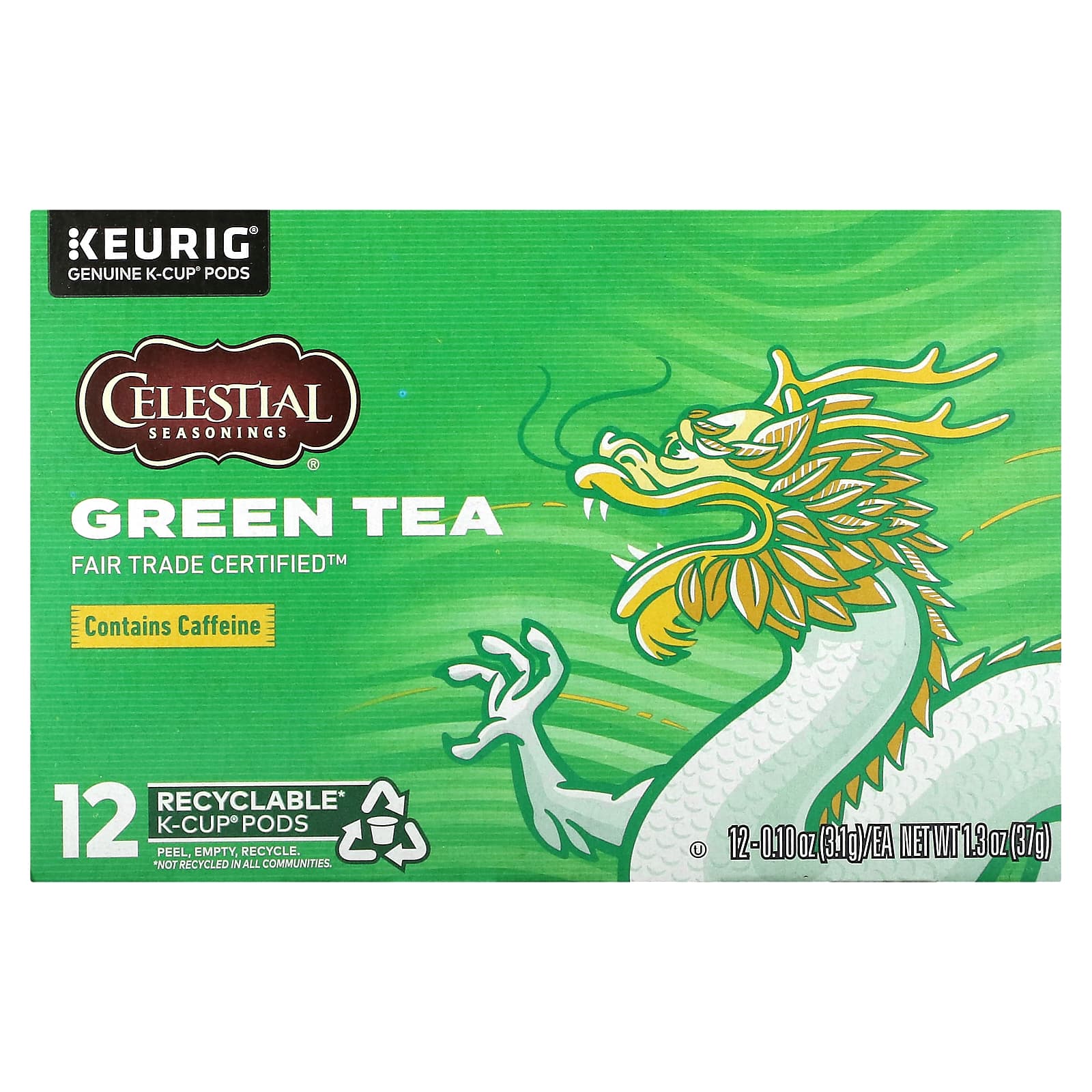 Celestial Seasonings зеленый чай сертификат справедливой торговли 12 капсул K-Cup 31 г 01 унции каждая 1790₽