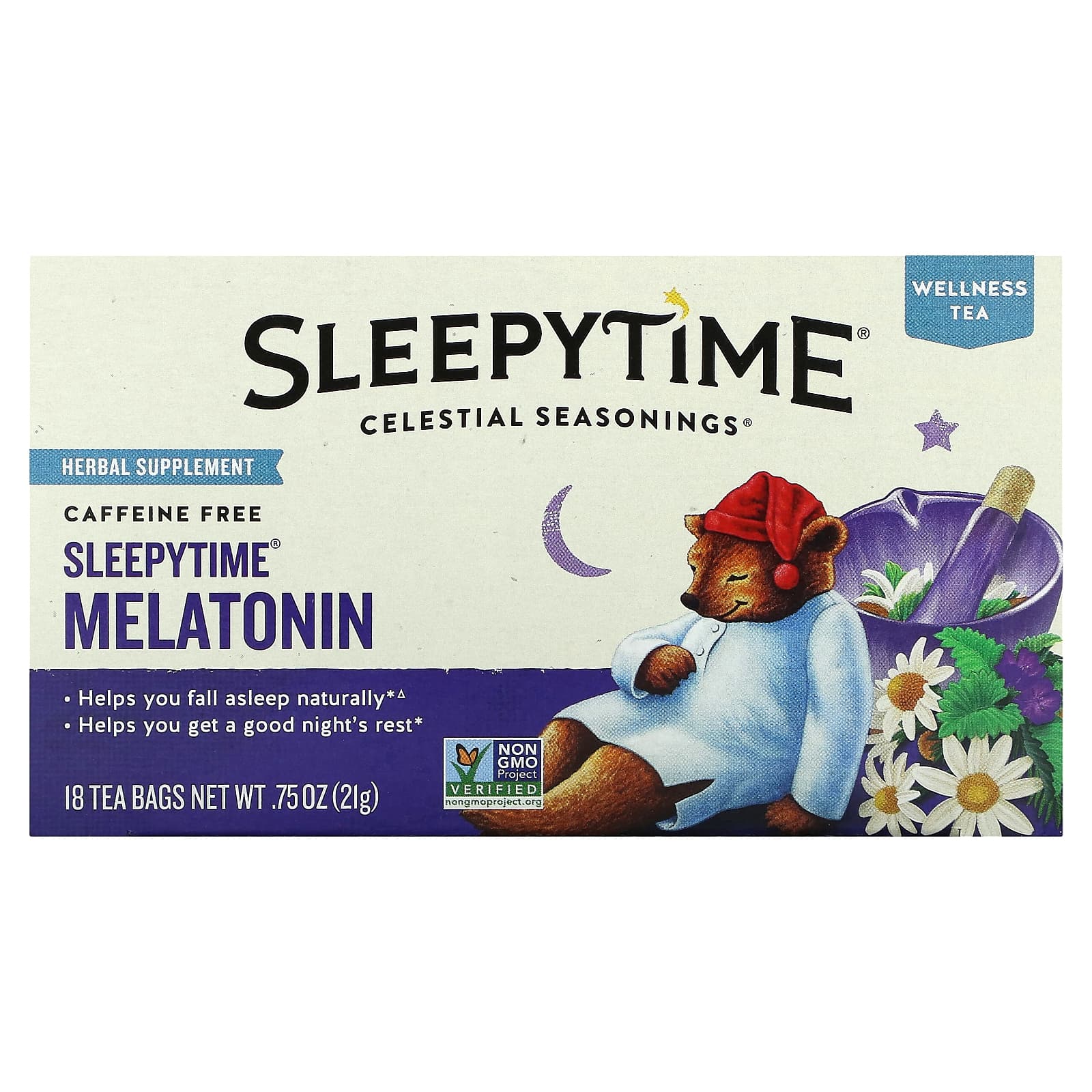 Celestial Seasonings Sleepytime чай с мелатонином без кофеина 18 чайных пакетиков 21 г 075 унции 1690₽
