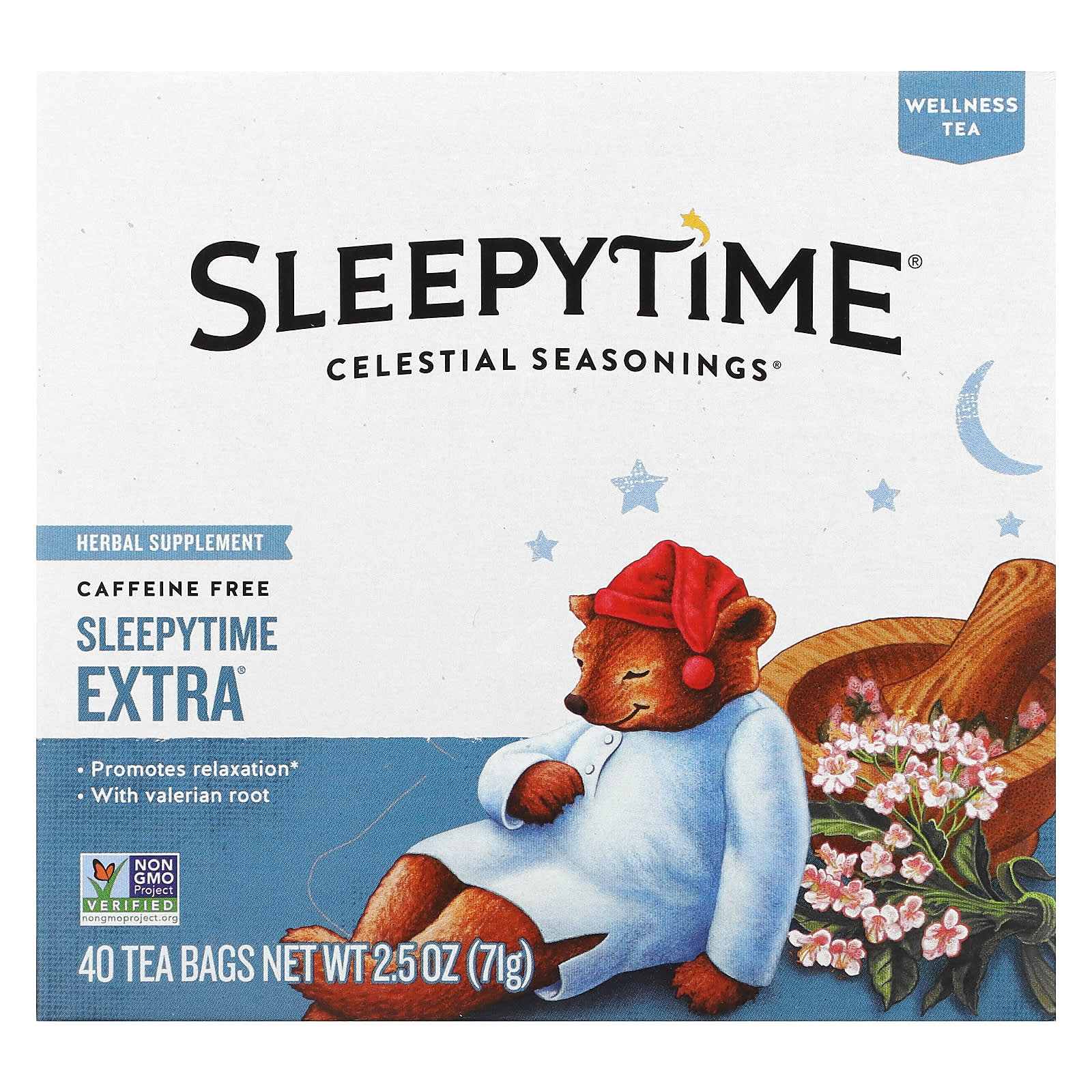 Celestial Seasonings Wellness Tea Sleepytime Extra без кофеина 40 чайных пакетиков 71 г 25 унции 1890₽