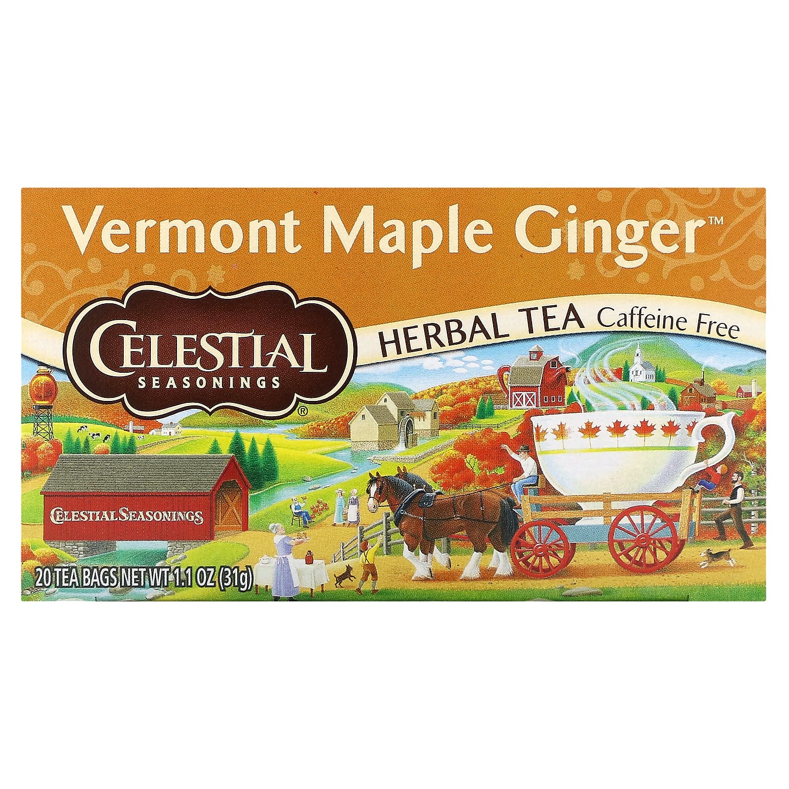 Celestial Seasonings травяной чай вермонтский кленовый сироп и имбирь без кофеина 20 чайных пакетиков 31 г 11 унции 1590₽