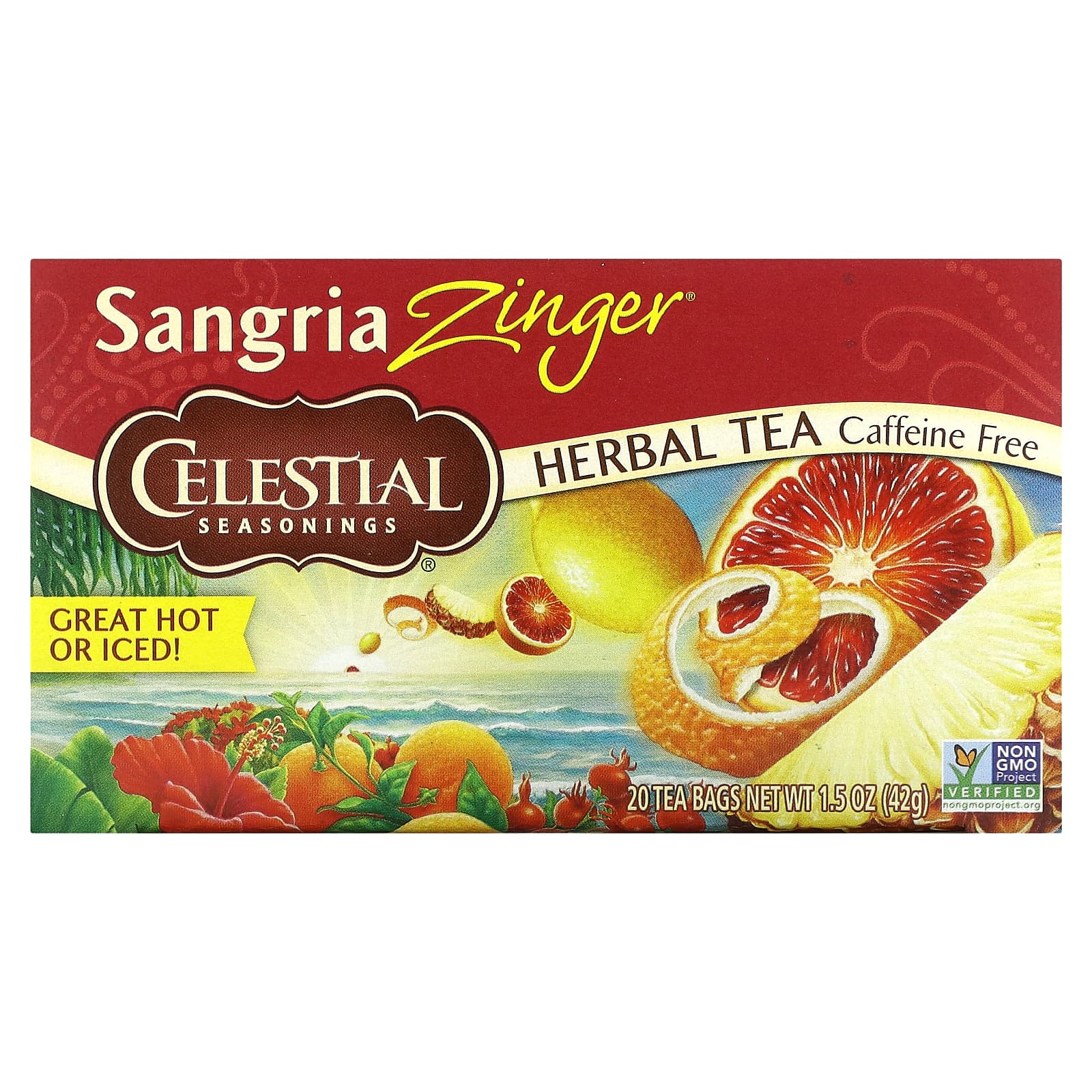 Celestial Seasonings травяной чай сангрия зингер без кофеина 20 чайных пакетиков по 42 г 15 унции 1590₽