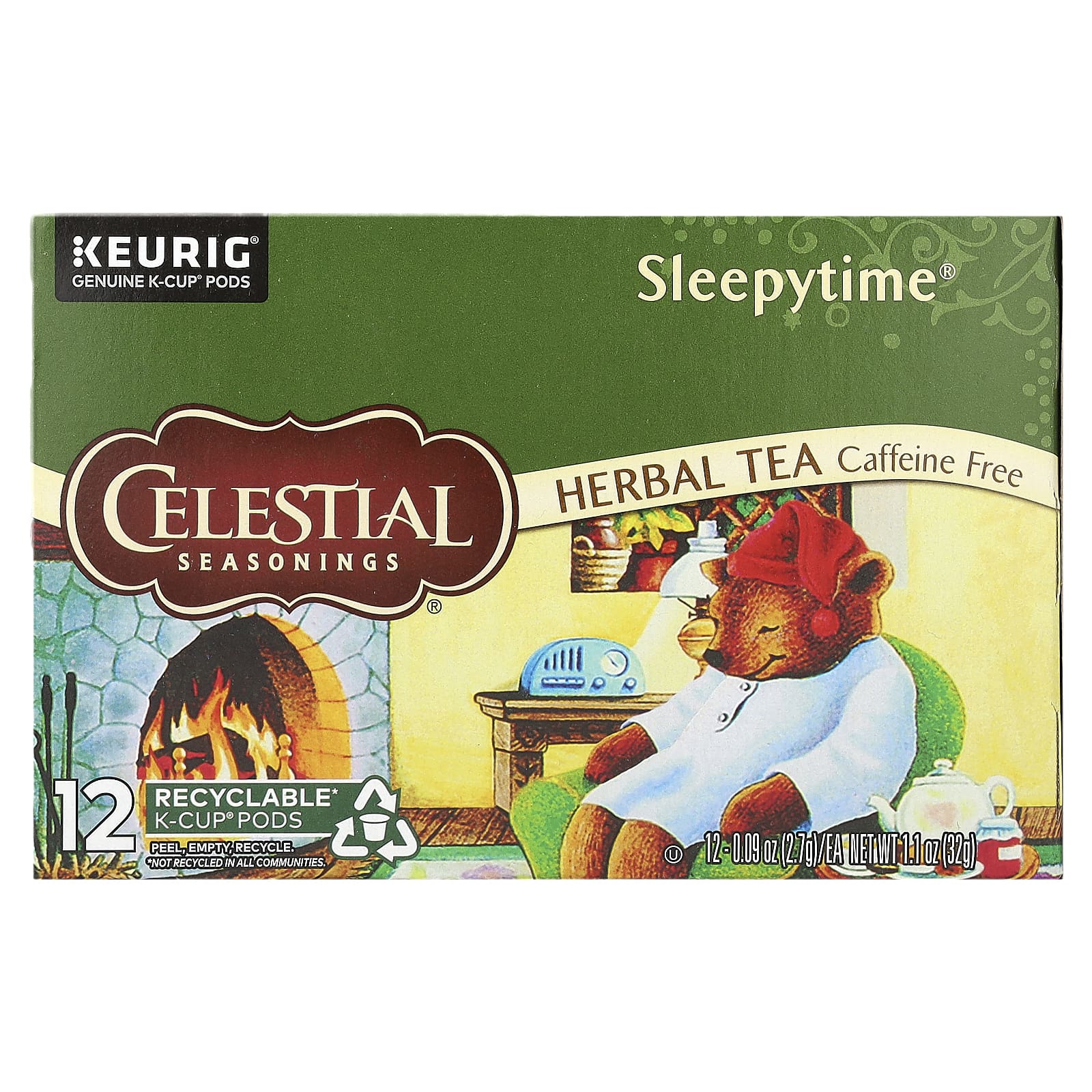 Celestial Seasonings травяной чай Sleepytime без кофеина 12 K-Cup капсул по 27 г 009 унции 1990₽