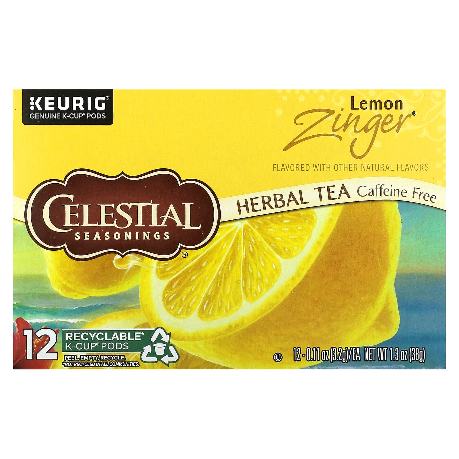 Celestial Seasonings травяной чай Zinger лимон без кофеина 12 K-Cup капсул по 32 г 011 унции 1990₽