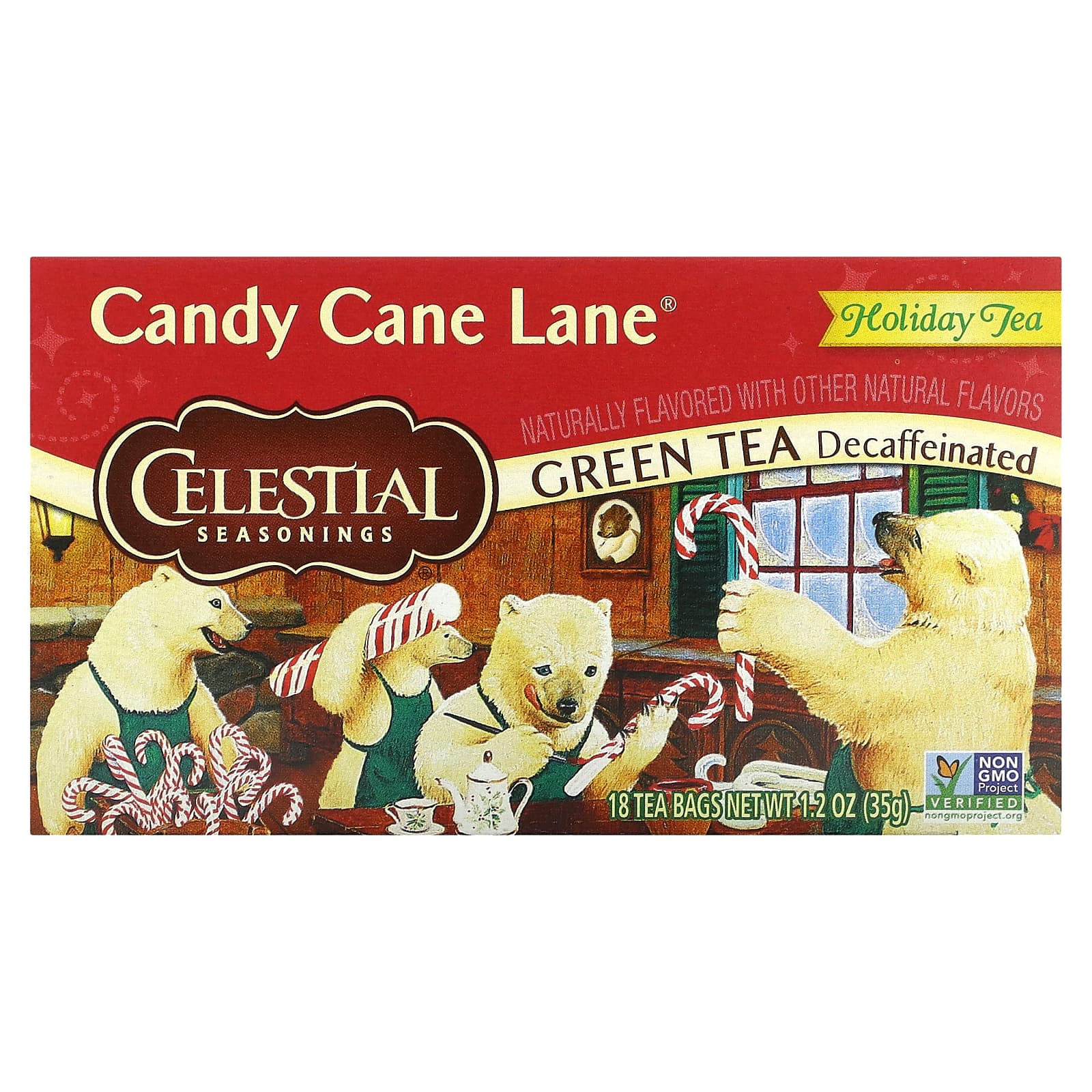 Celestial Seasonings Праздничный зеленый чай Candy Cane Lane без кофеина 18 чайных пакетиков 35 г 12 унции 1590₽