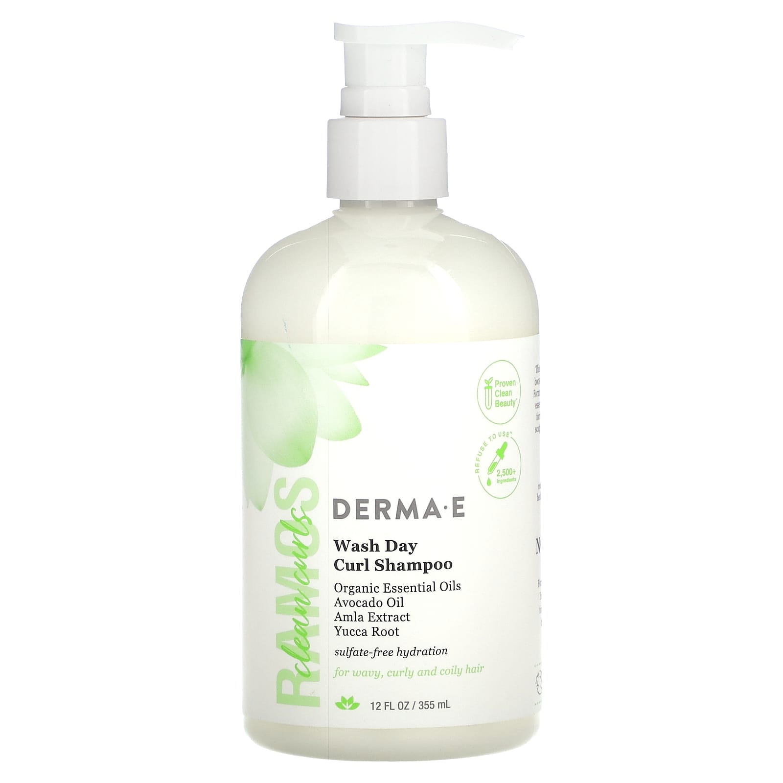 DERMA E Ramos Clean Curls шампунь для локонов для волнистых вьющихся и кудрявых волос 355 мл 12 жидк унций 2590₽