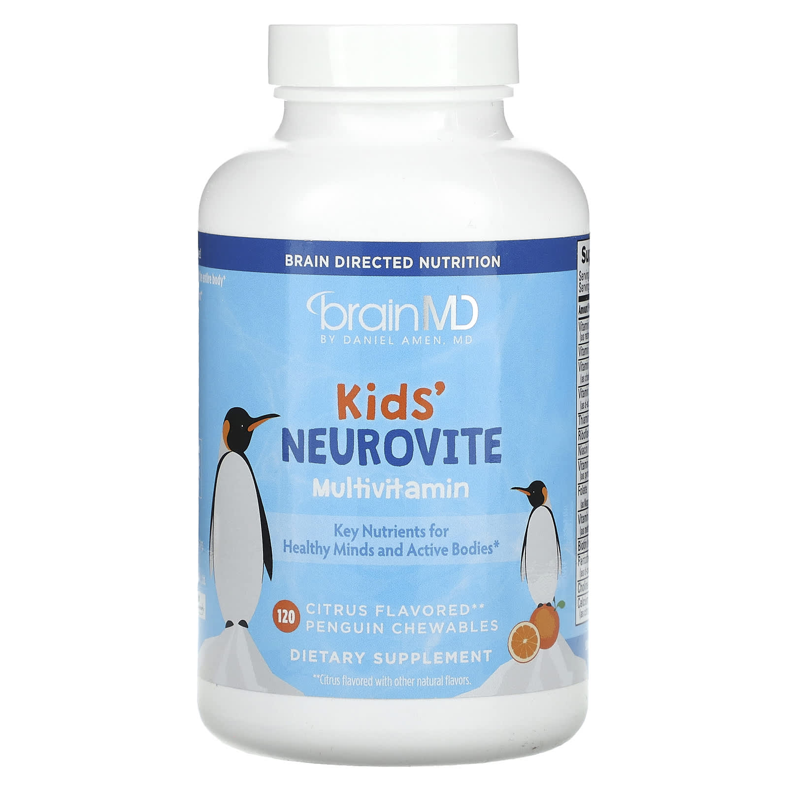 BrainMD Kids Neurovite мультивитаминный комплекс со вкусом цитрусовых 120 жевательных таблеток в виде пингвина 5690₽