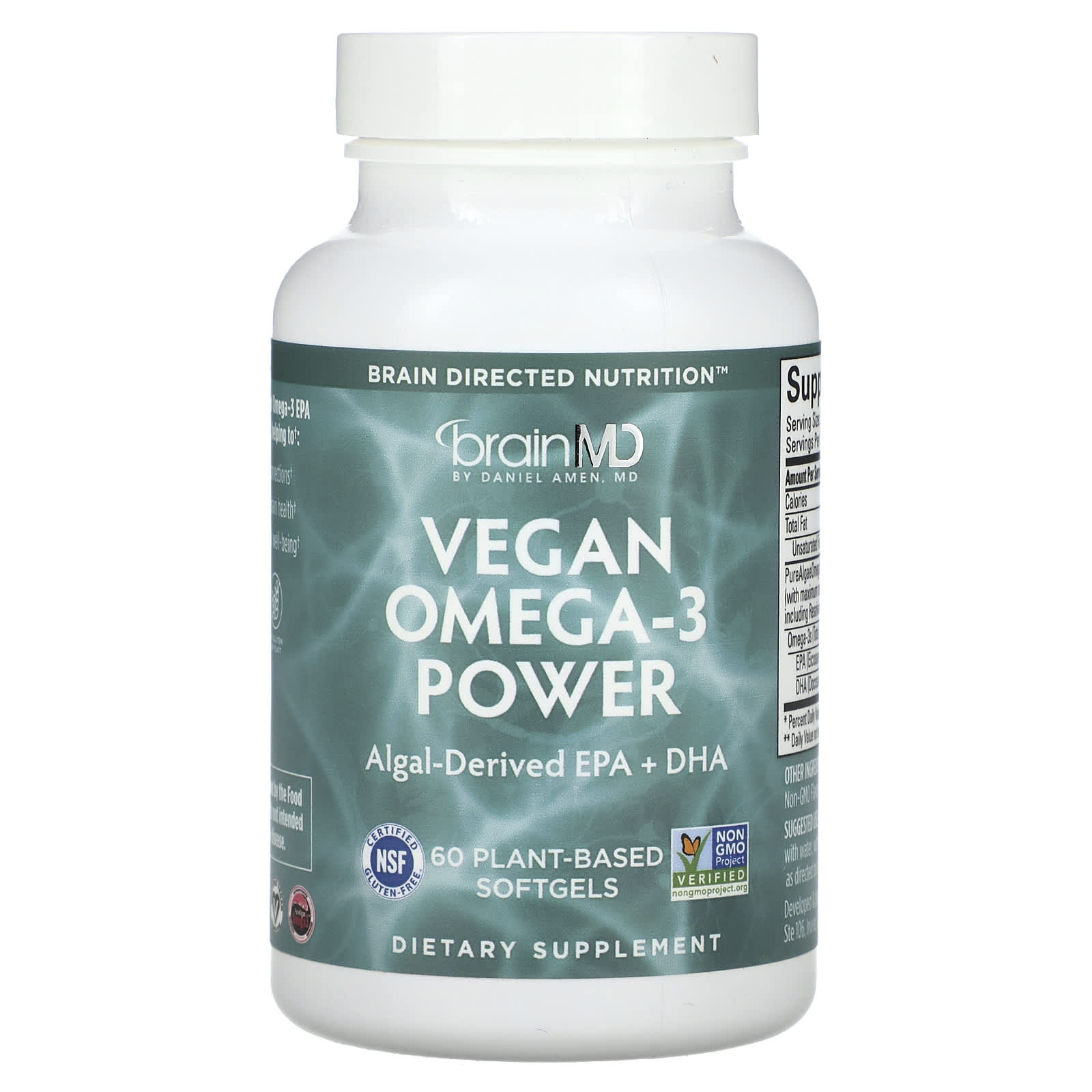 BrainMD Vegan Omega-3 Power 60 растительных капсул 11390₽