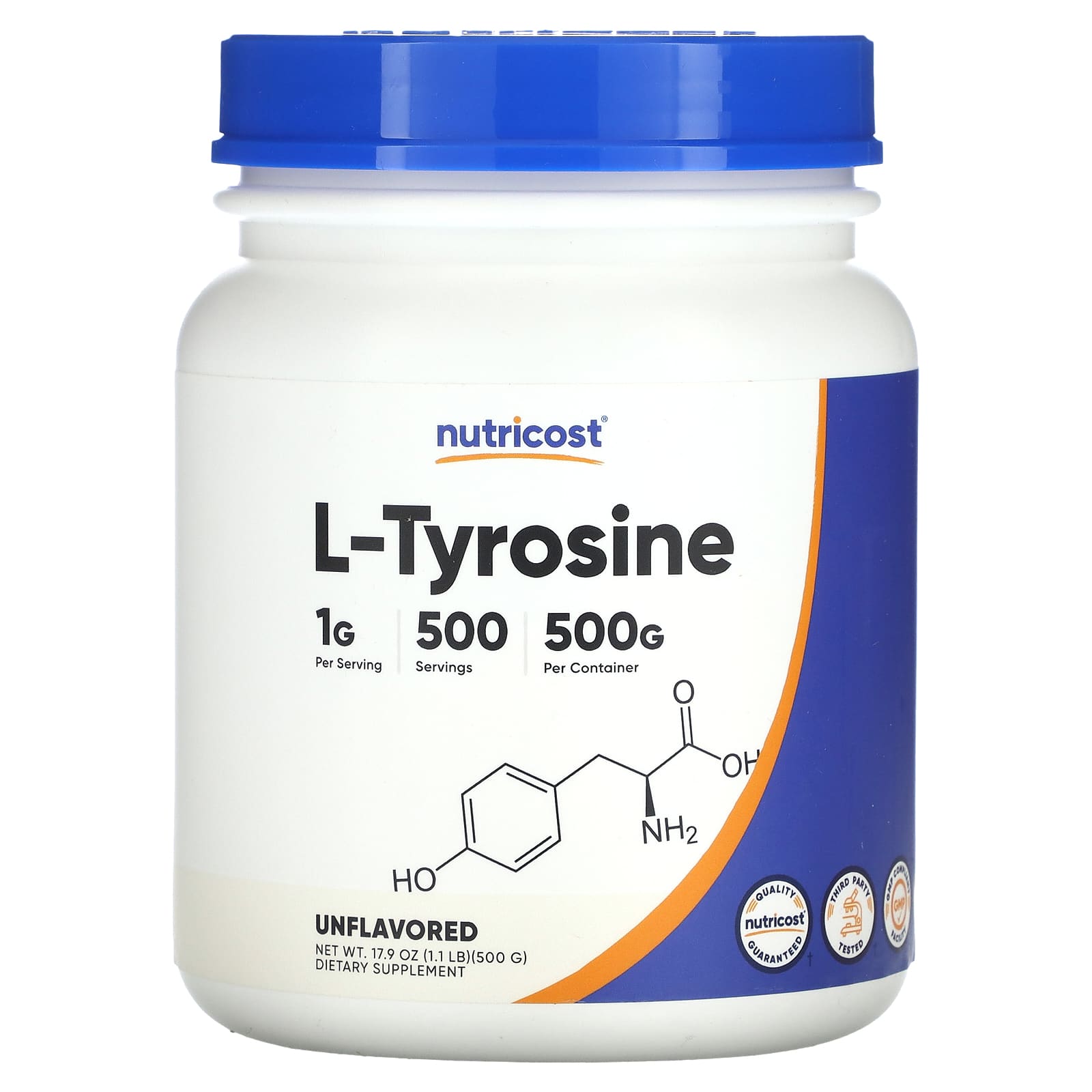 Nutricost L-тирозин без добавок 500 г 179 унции 5290₽