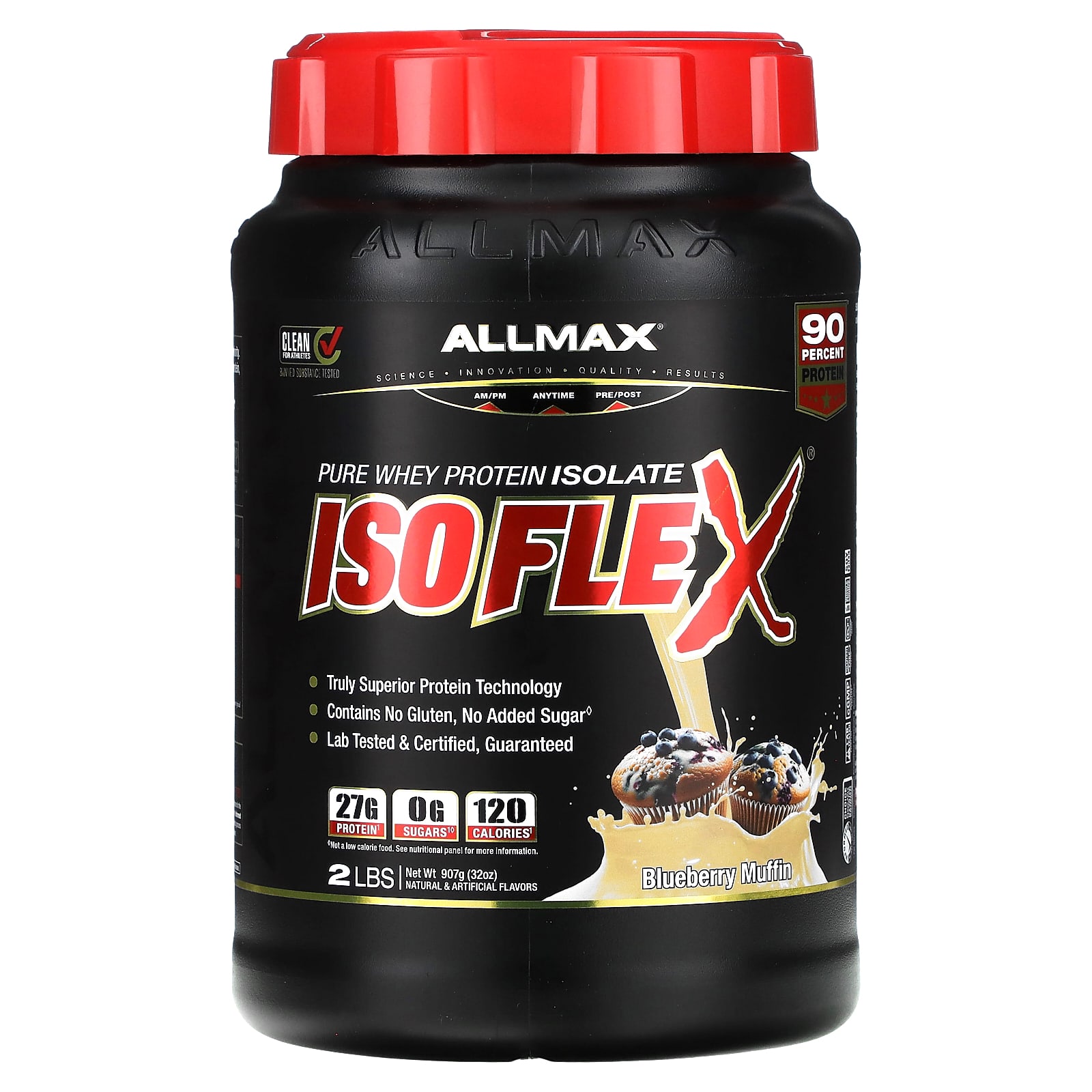 ALLMAX Isoflex чистый изолят сывороточного протеина со вкусом голубики 907 г 2 фунта 9590₽