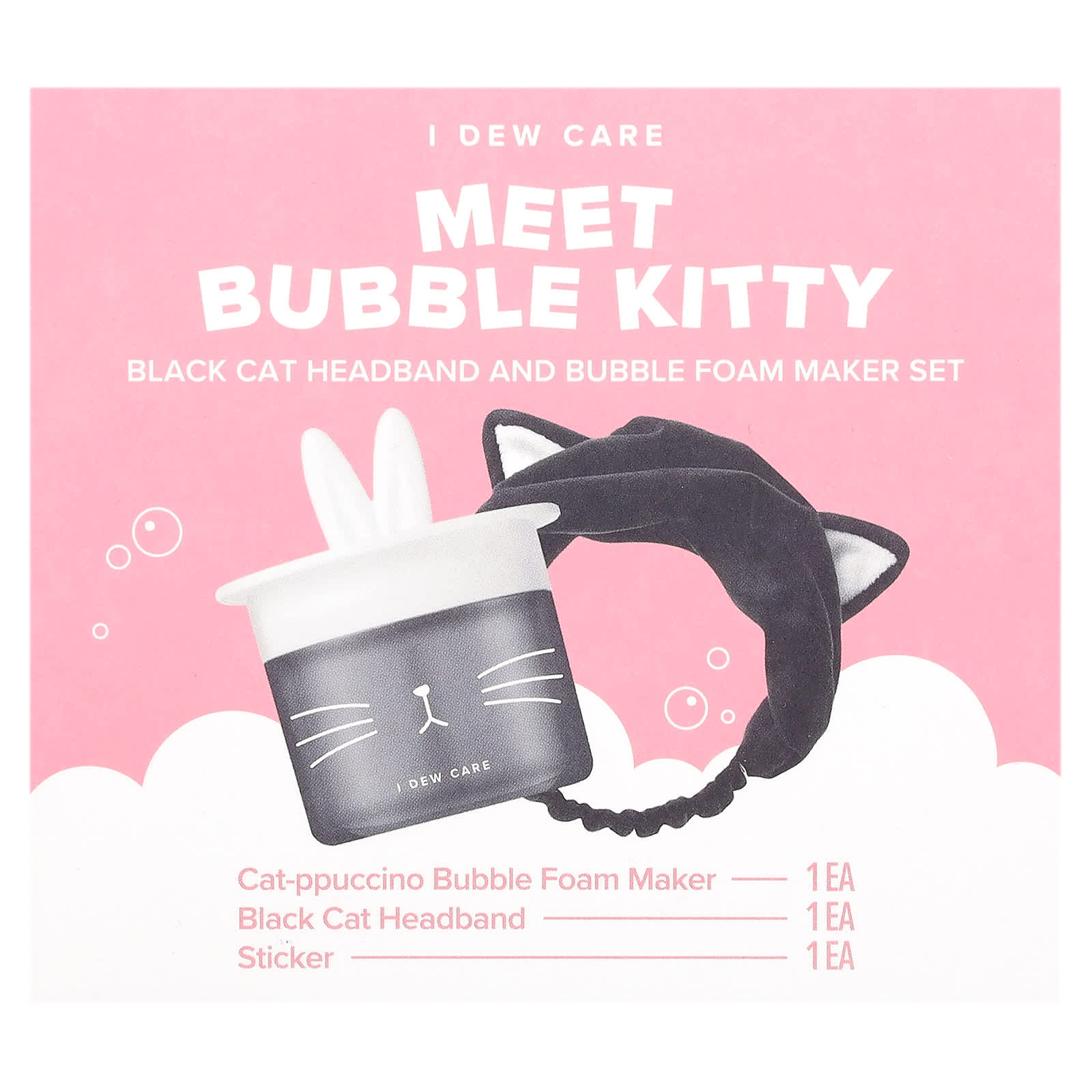I Dew Care Meet Bubble Kitty черная повязка на голову и средство для приготовления пенки набор из 3 предметов 2090₽