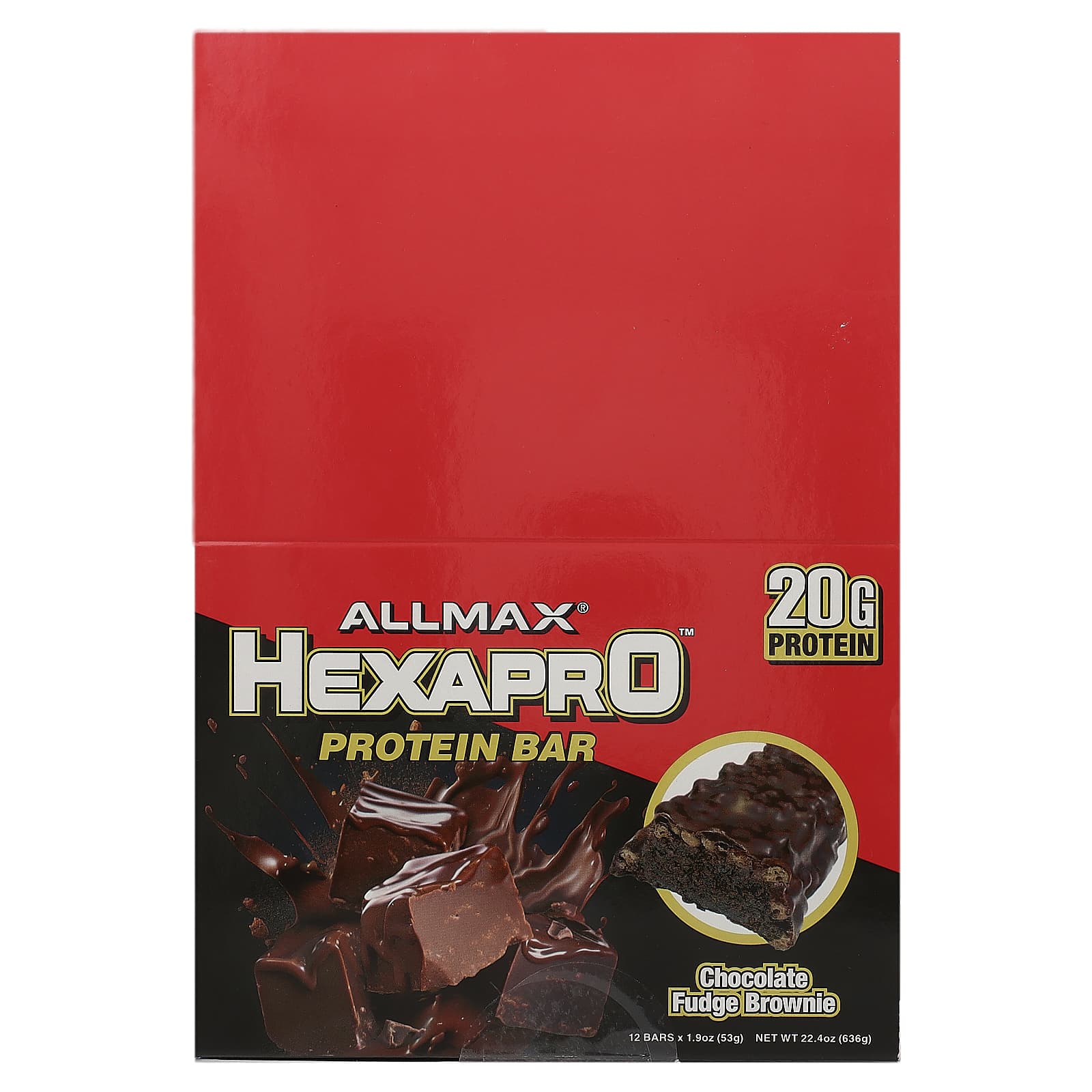 ALLMAX Hexapro Protein Bar протеиновый батончик брауни с шоколадной помадкой 12 батончиков по 53 г 19 унции 4390₽