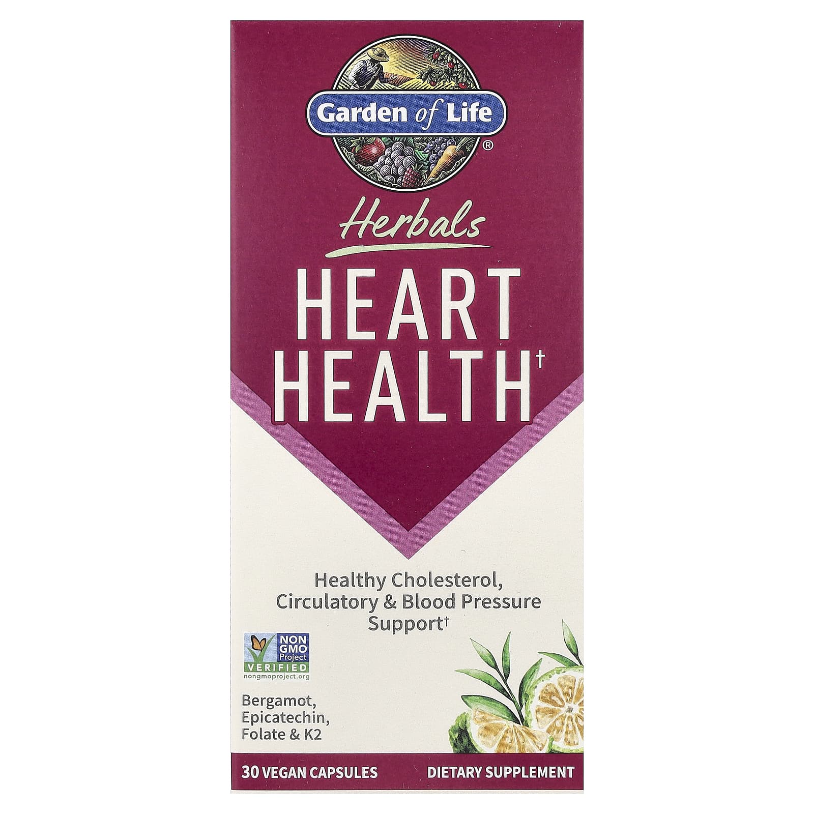 Garden of Life Herbals здоровье сердца сладкий цитрус 30 веганских капсул 5690₽