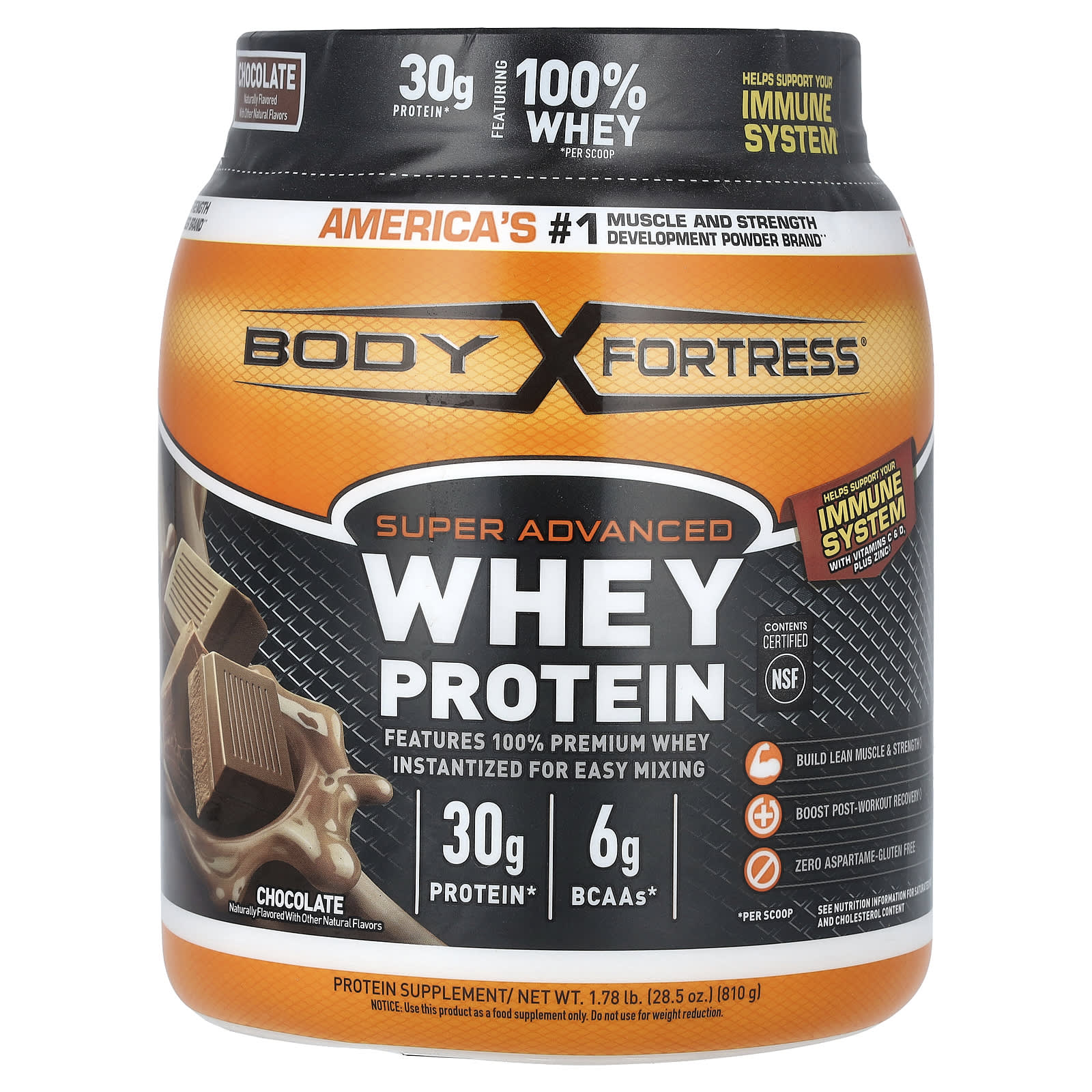 Body Fortress, Super Advanced Whey Protein, улучшенный сывороточный протеин, со вкусом шоколада, 810 г (1,78 фунта)