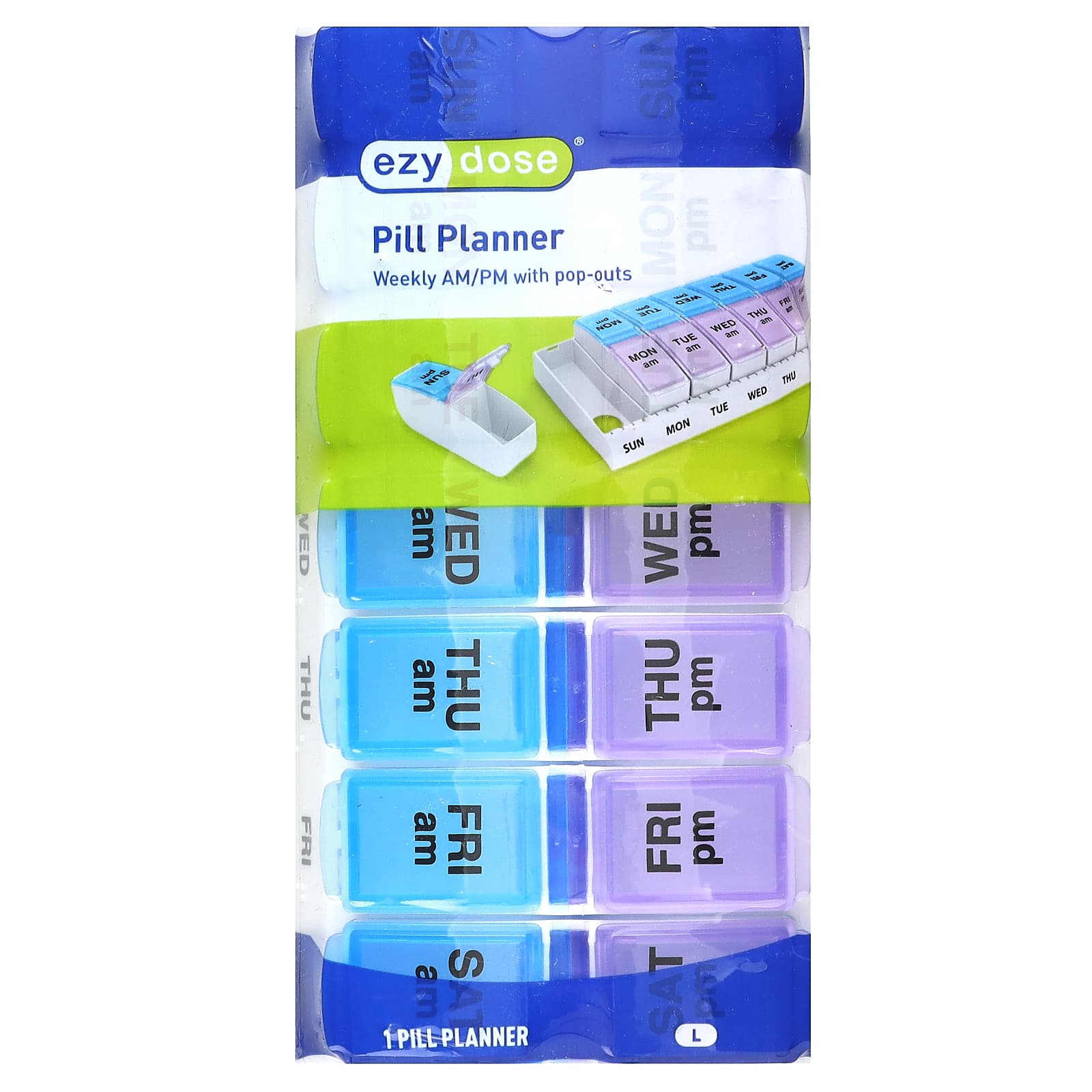 Ezy Dose Weekly AMPM органический ежедневник с таблетками Pop-outs большой 1 шт 1890₽