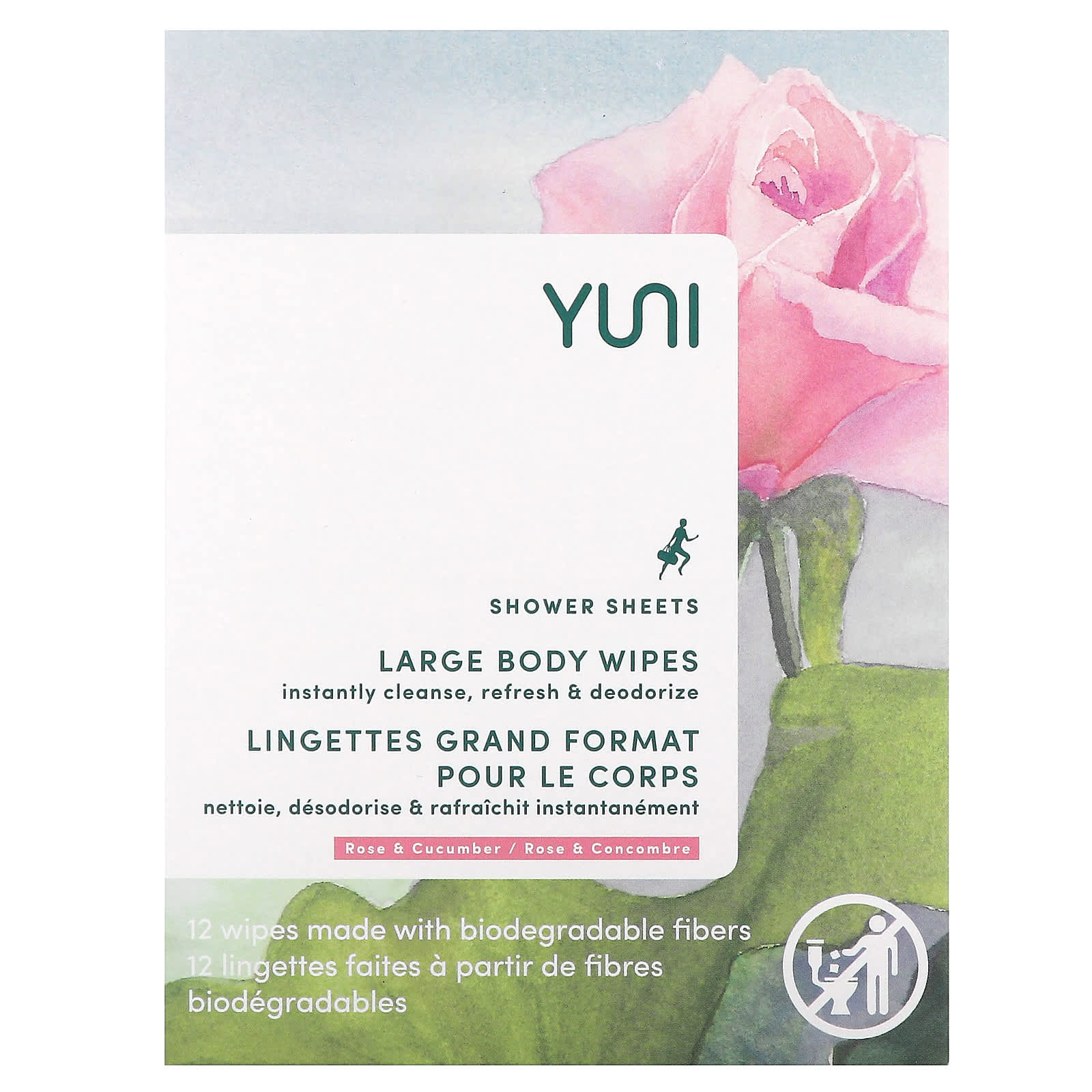 Yuni Beauty тканевая маска для душа роза и огурец 12 салфеток 2190₽