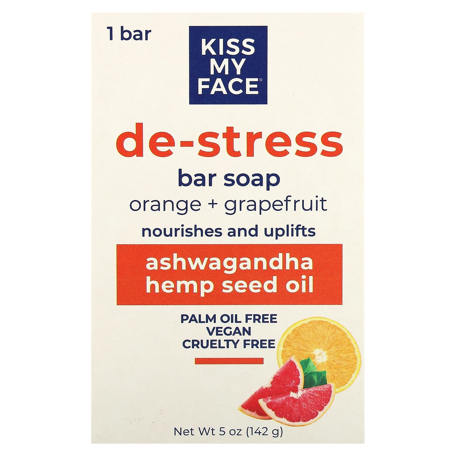 Kiss My Face De-Stress кусковое мыло апельсин и грейпфрут 142 г 5 унций 1690₽